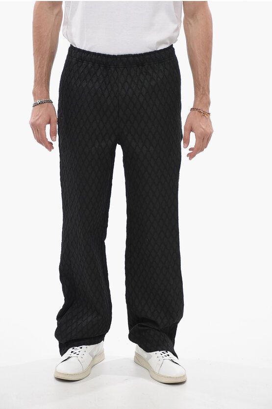 image of Andersson Bell Jacquard Fabric Makeni Pants With Drawstring Waist in Black, Men's (Size 32)
