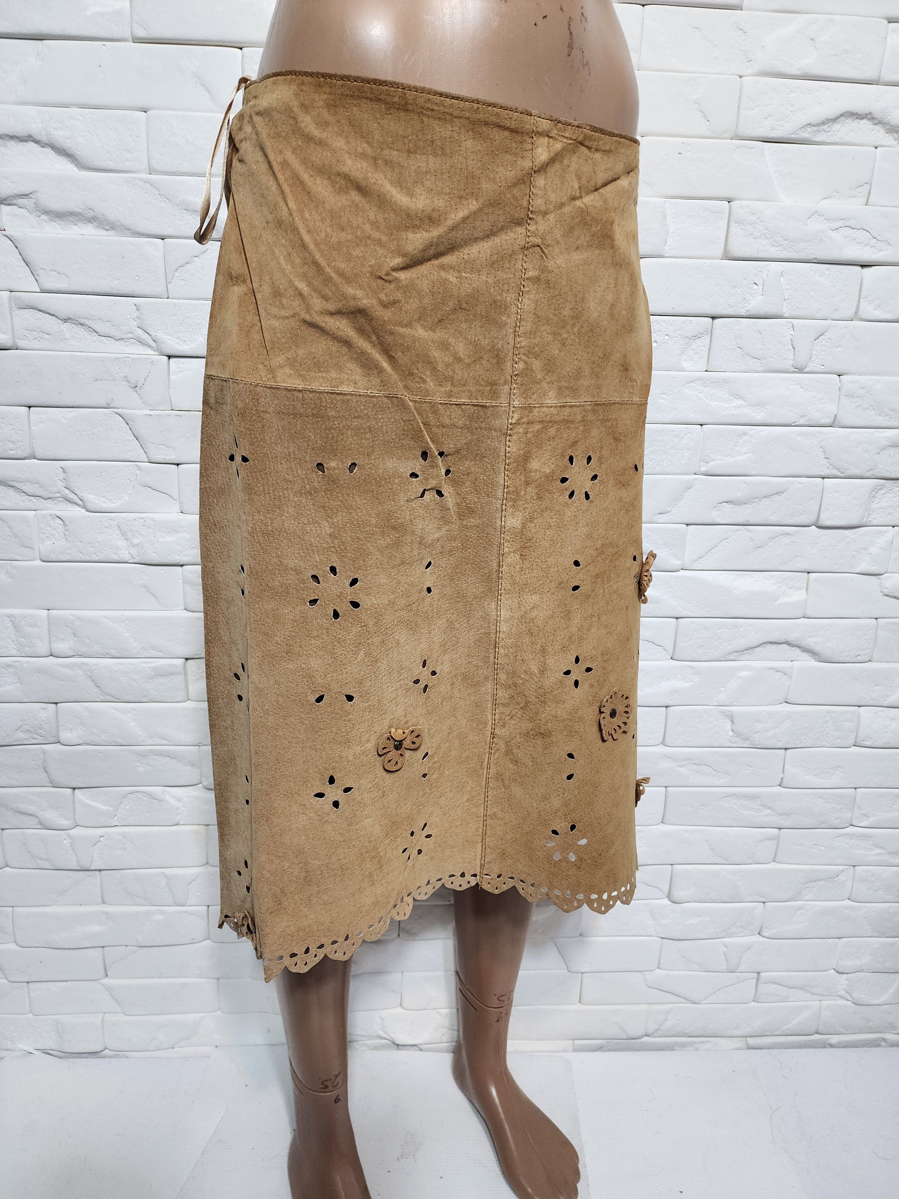 Other Genuine Brown Leather Skirt: Vintage 70s Style. Size 31" - 3 Thumbnail