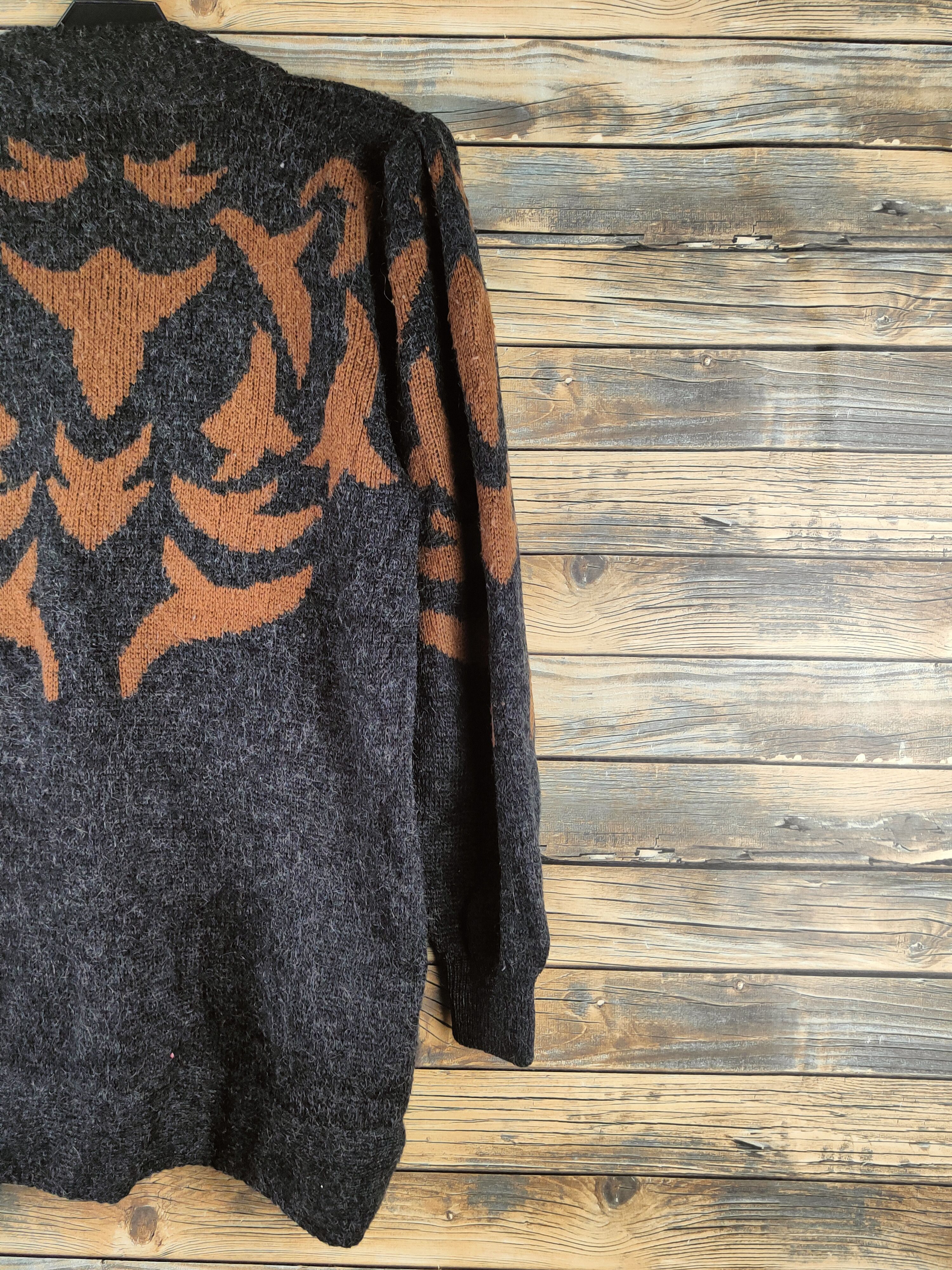 Japanese Brand DL Long Run Black Brown Knitwear Cardigans #46-426 Size L / US 10 / IT 46 - 9 Thumbnail