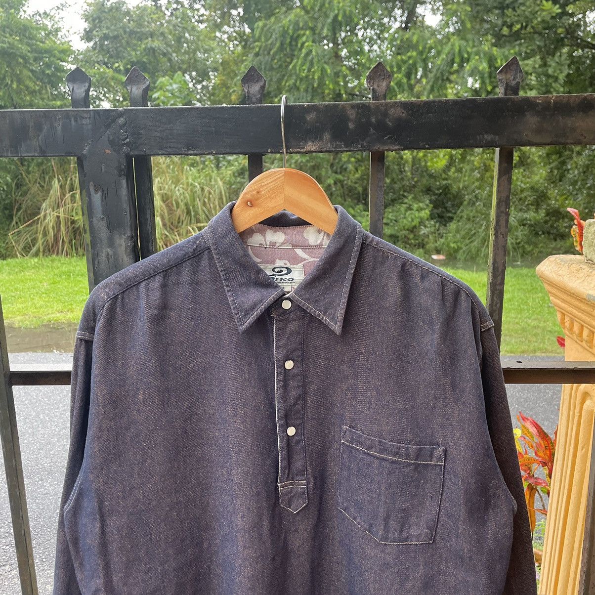 Vintage 🔥Vintage Piko Western Style Half Buttons Denim Polos Shirts Size US L / EU 52-54 / 3 - 3 Thumbnail