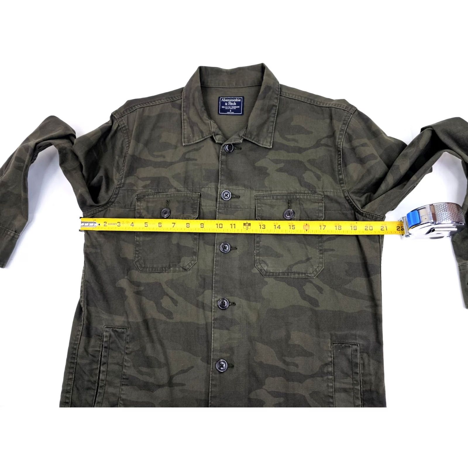 Abercrombie & Fitch Abercrombie & Fitch Camouflage Shirt Denim Shacket Men S Olive Green EUC Size US S / EU 44-46 / 1 - 5 Thumbnail