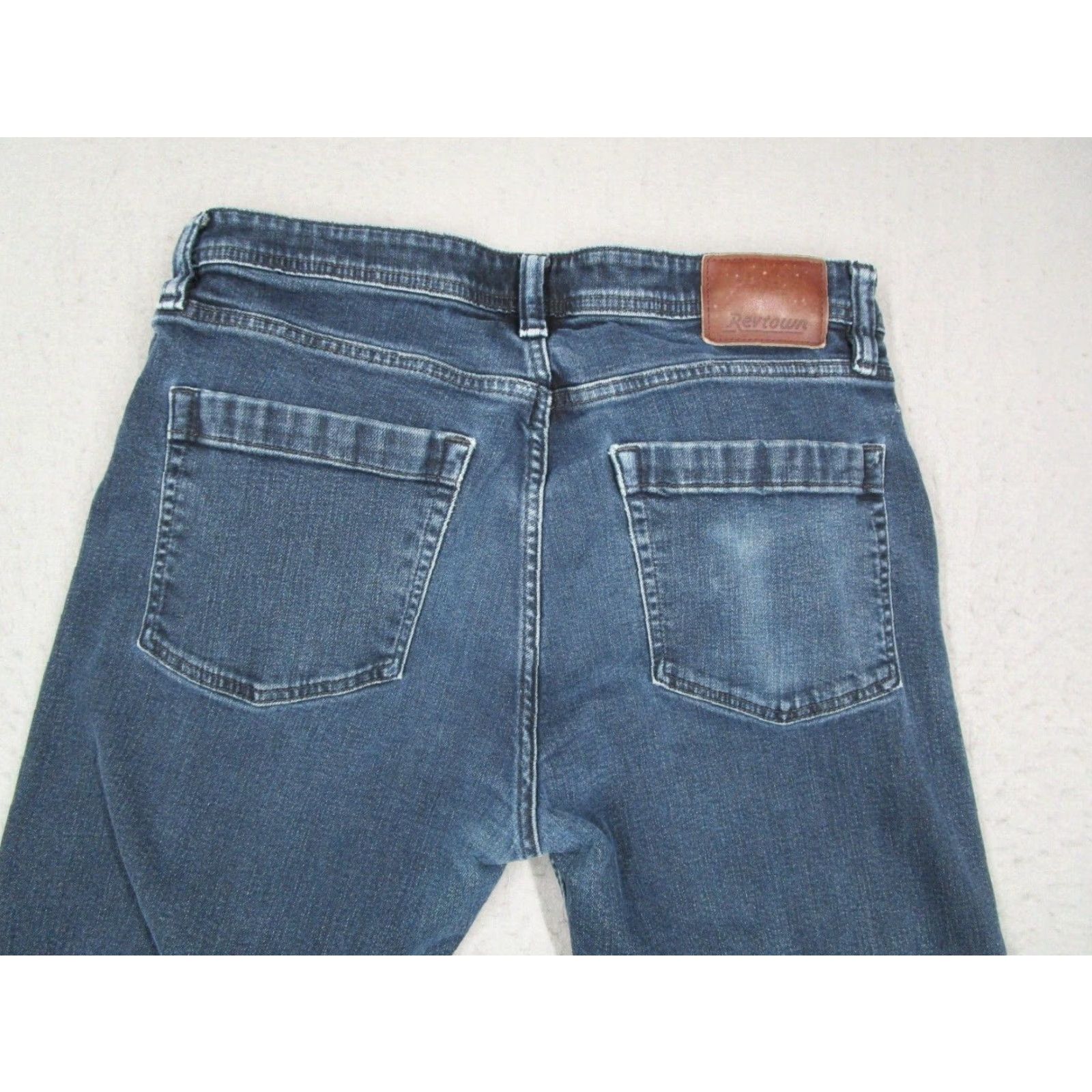 Denime Revtown Jeans Mens 32 Blue Sharp Straight Mid Rise Zip Fly 32x32 Denim Dark Classic City Modern 90s Mens Jeans Size US 32 / EU 48 - 6 Thumbnail