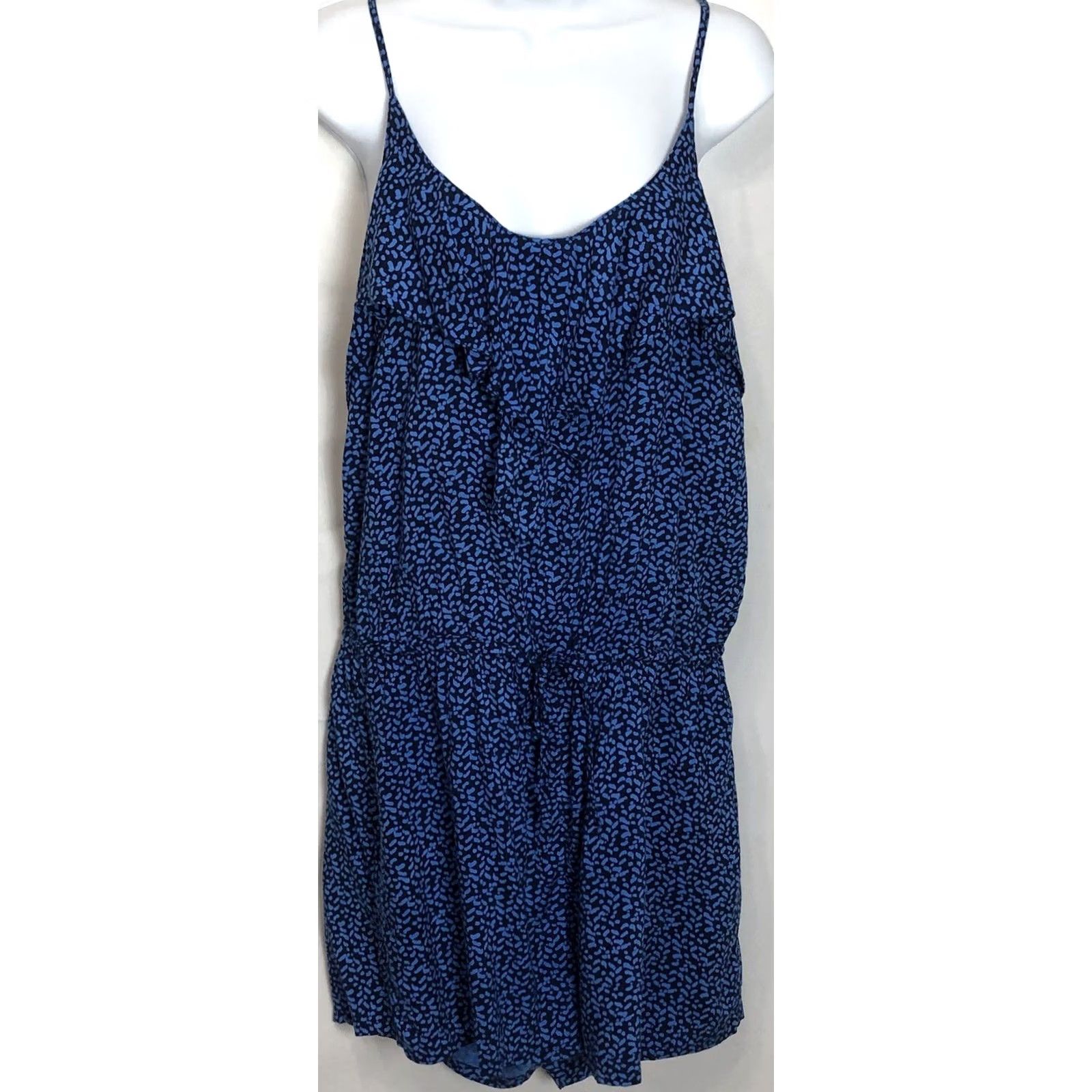 Gap Gap Romper L Blue Wht Geo Sleeveless Strappy Ruffles Elastic Waist Pockets Y2K Size 36" / US 14 / IT 50 - 6 Thumbnail
