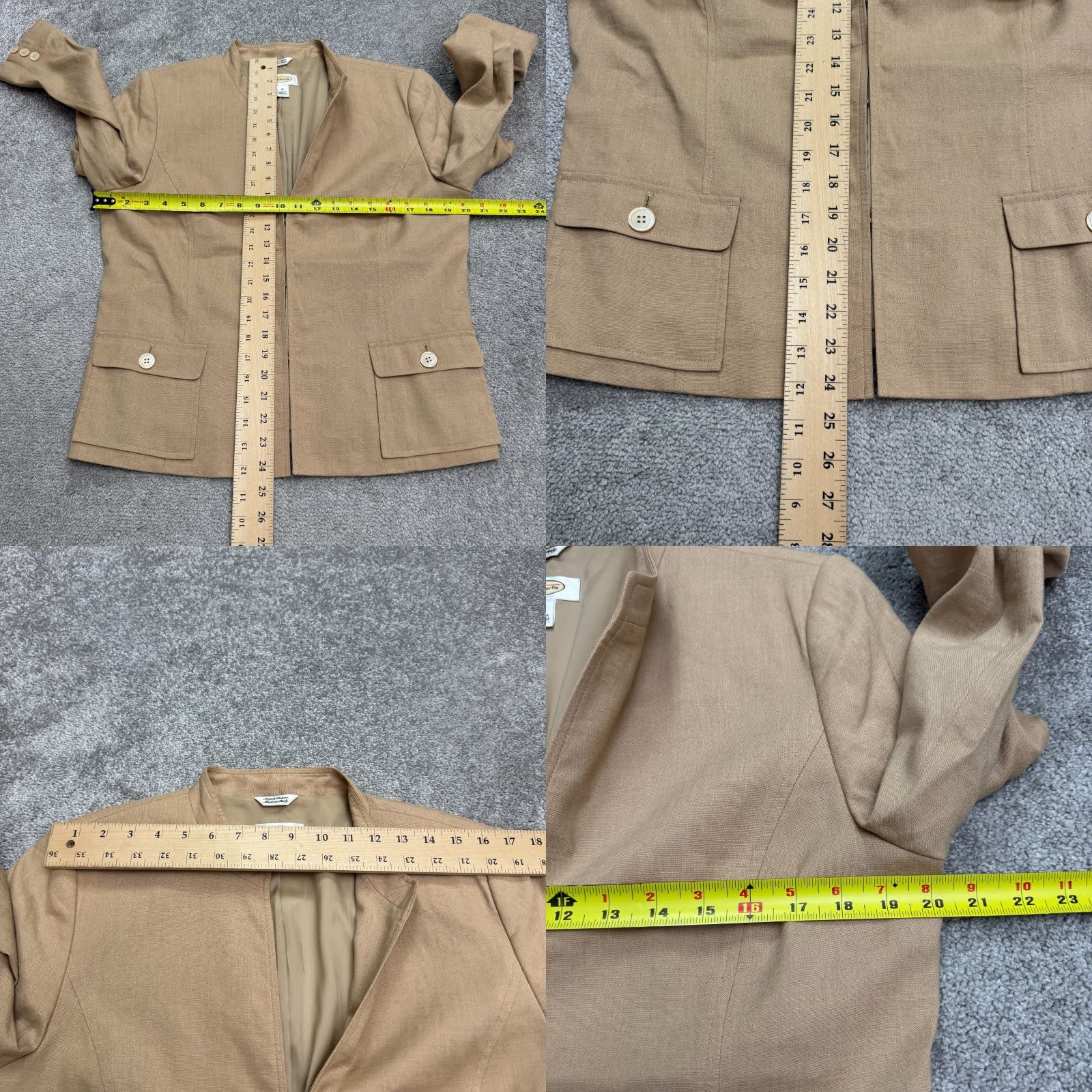 Talbots Talbots Jacket Womens 10 Brown Tan Linen Blend Collarless Hook Eye Career Size L / US 10 / IT 46 - 8 Thumbnail