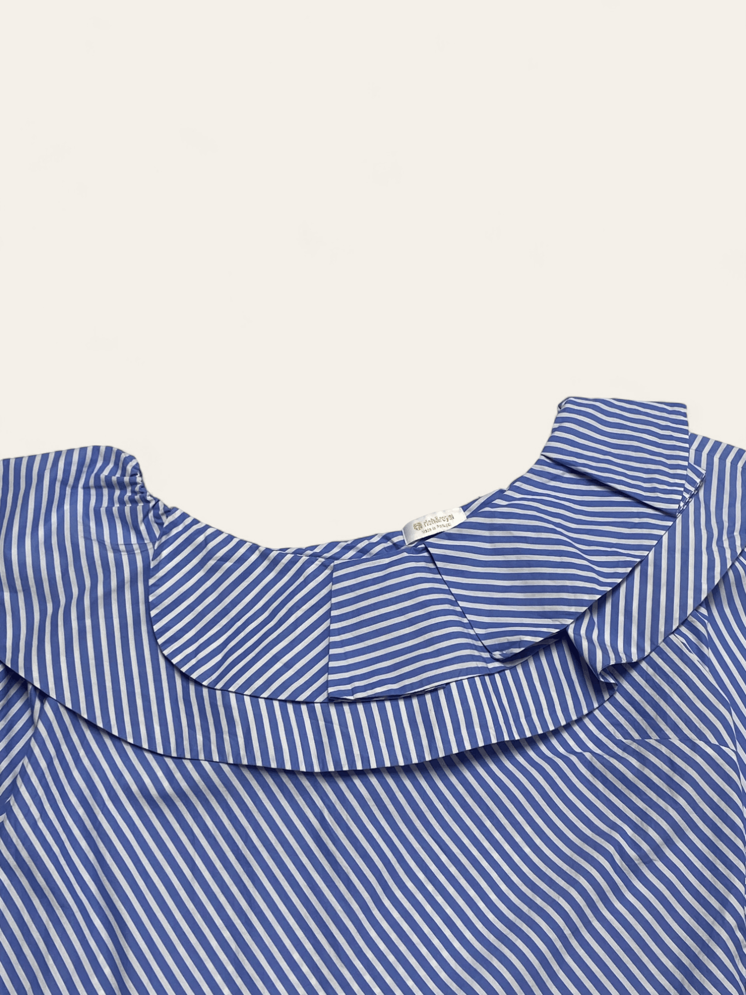 Other Vintage RICH & ROYAL Striped Big Collar Beach Blouse Size L / US 10 / IT 46 - 2 Thumbnail