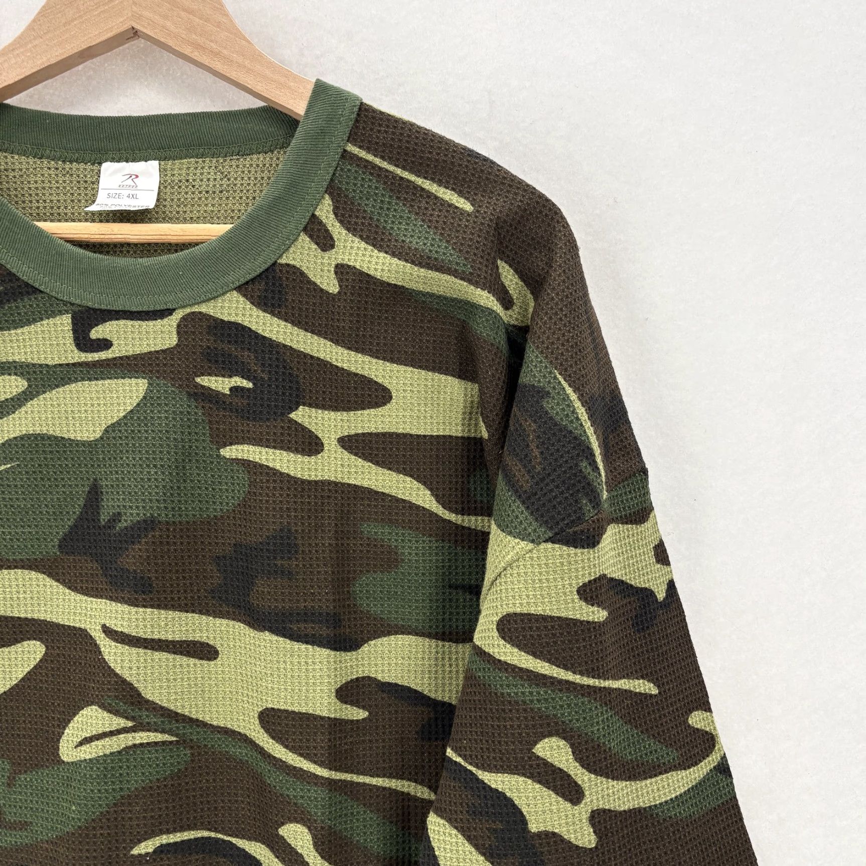 Rothco VINTAGE Rothco Shirt Mens 4XL Green Camo Thermal Long Sleeve Crew Neck Military Rugged Size US XXL / EU 58 / 5 - 2 Thumbnail