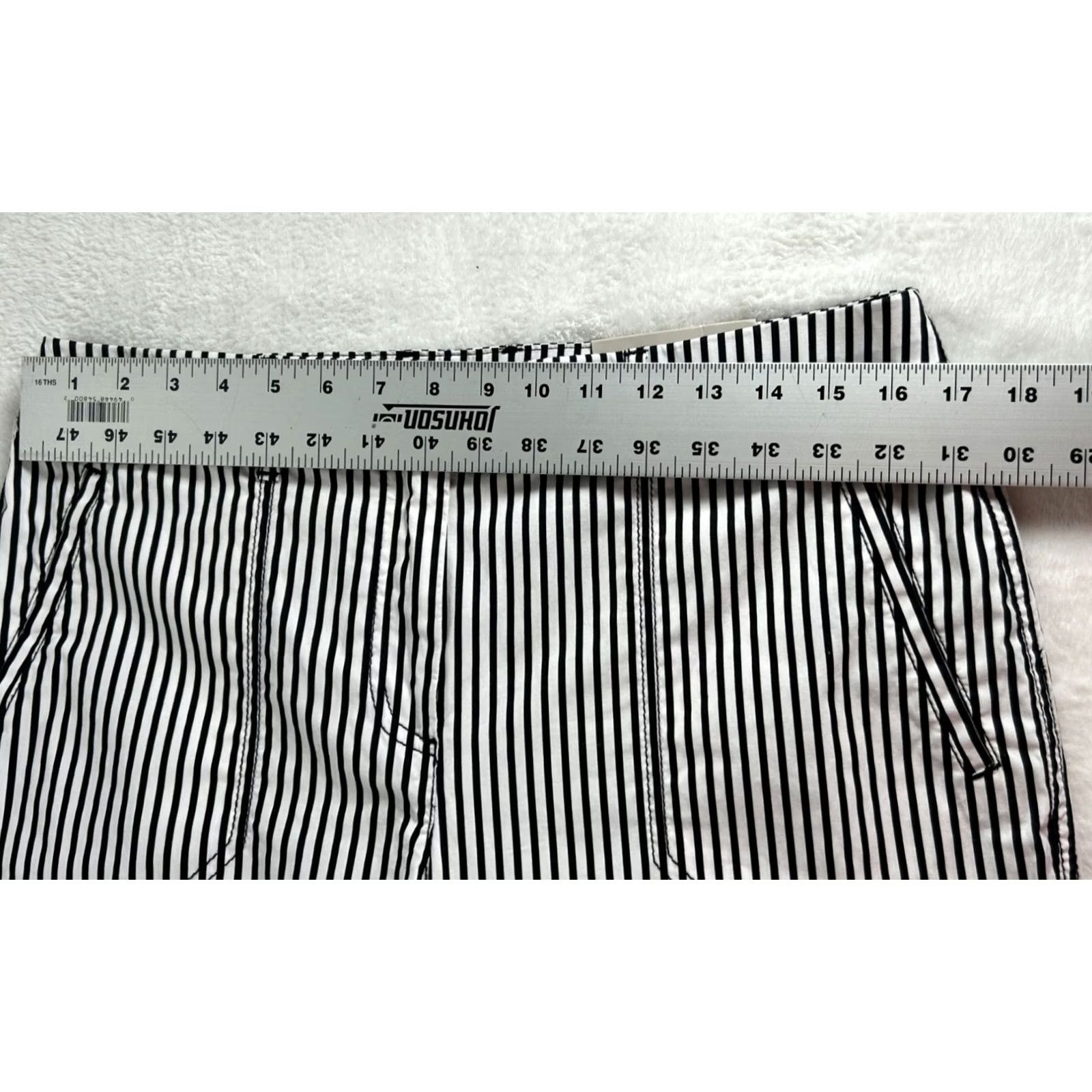 Vintage Chico's Black White Striped Stretch Waist Straight Crop Pants Size 1.5 US 10 New Size 32" / US 10 / IT 46 - 6 Thumbnail