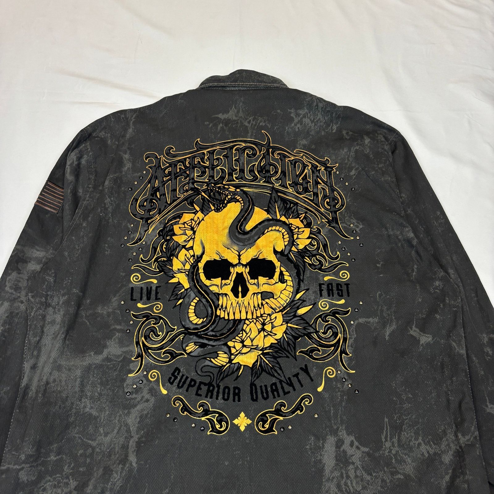 Affliction Affliction Cosmic Logic Skull Button Up Shirt Men's 2XL Y2K Size US XXL / EU 58 / 5 - 2 Thumbnail