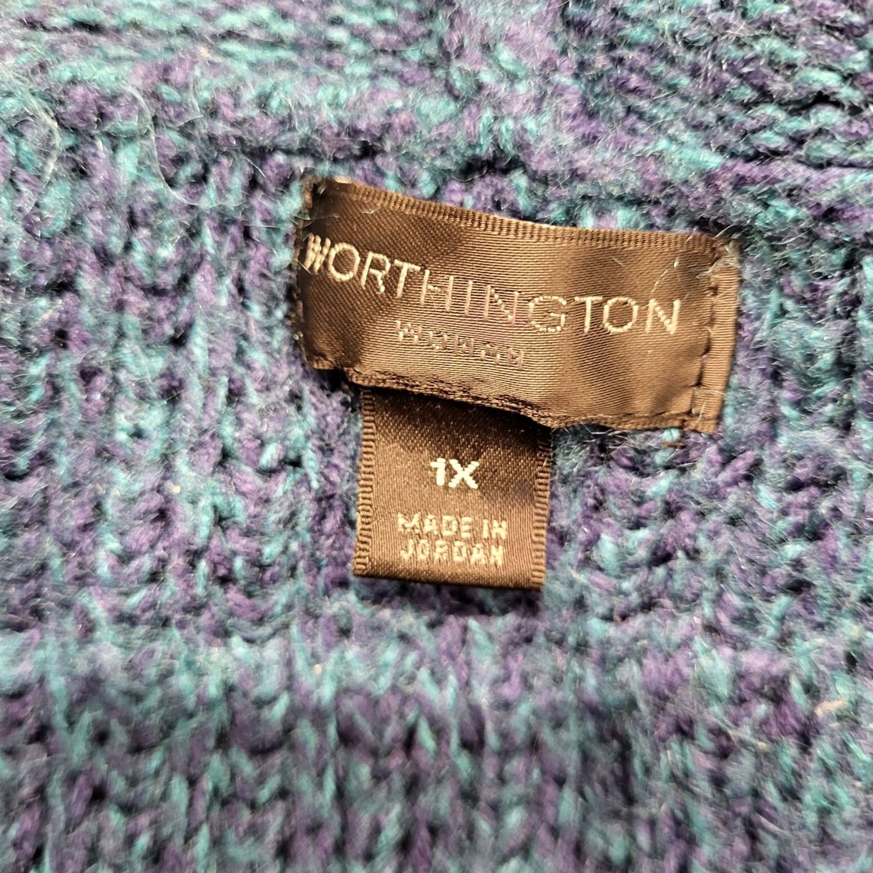 Worthington Worthington Sweater Womens 1X Blue Cowl Cap Sleeve Chunky Cable Knit Top Vest Knit Style Tunic Size XL / US 12-14 / IT 48-50 - 2 Thumbnail
