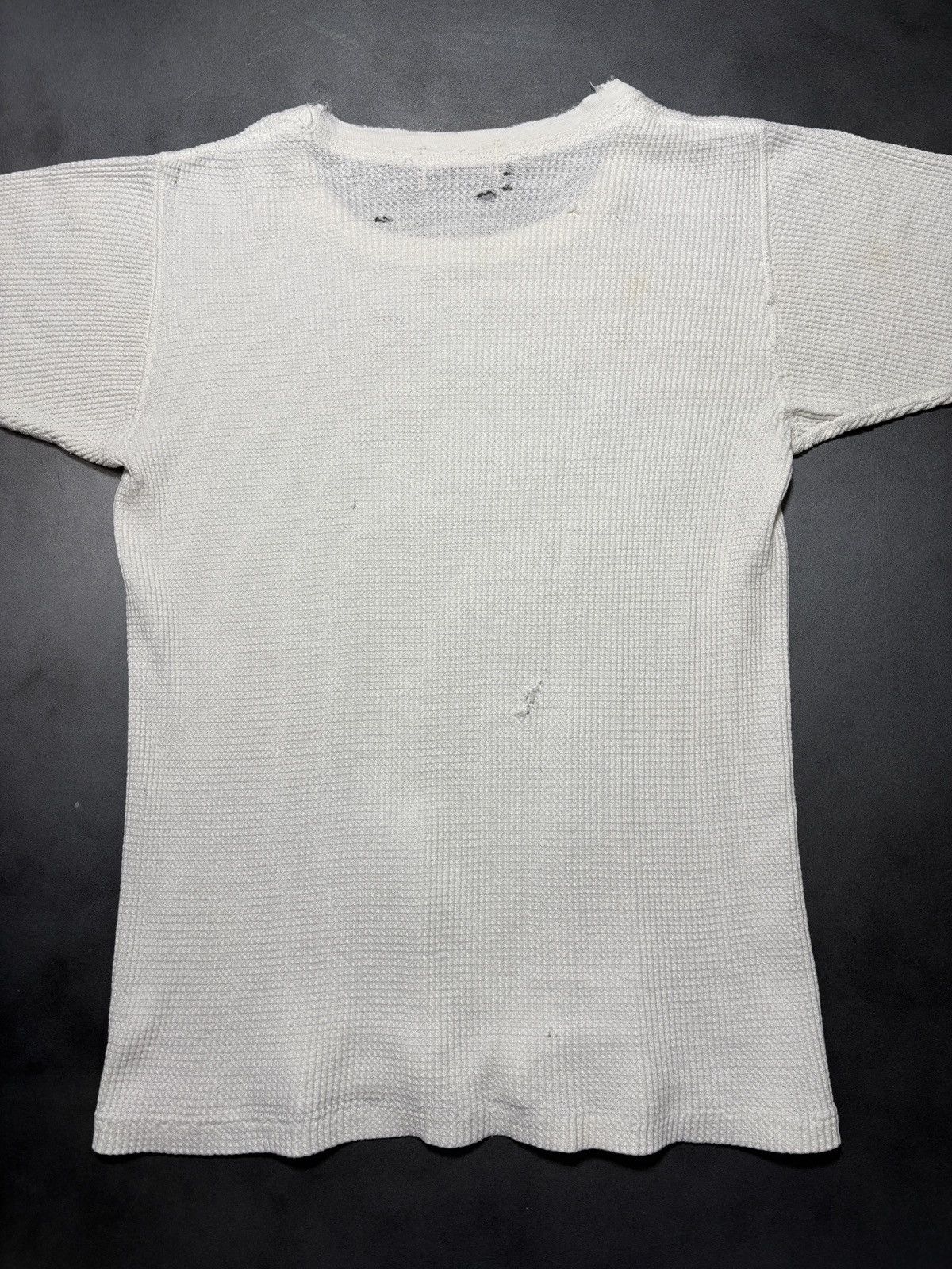 Vintage Thrashed Vintage Thermal T-Shirt Waffle Blank White Distress Size US S / EU 44-46 / 1 - 12 Thumbnail