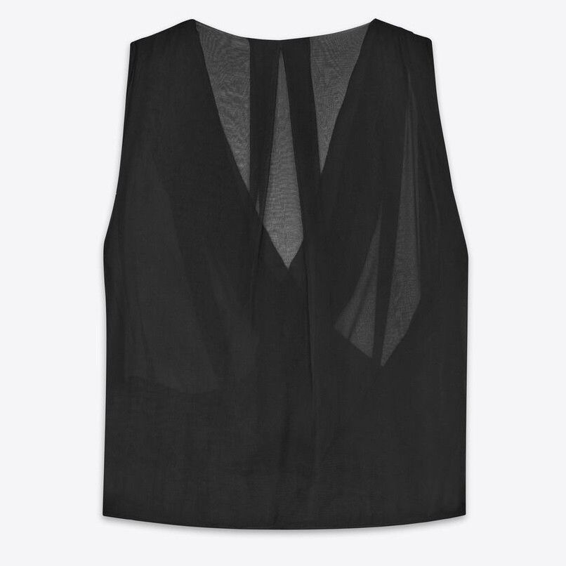Saint Laurent Paris o1s1wg111124 Wrap Top in Silk Muslin in Black Size US M / EU 48-50 / 2 - 2 Thumbnail
