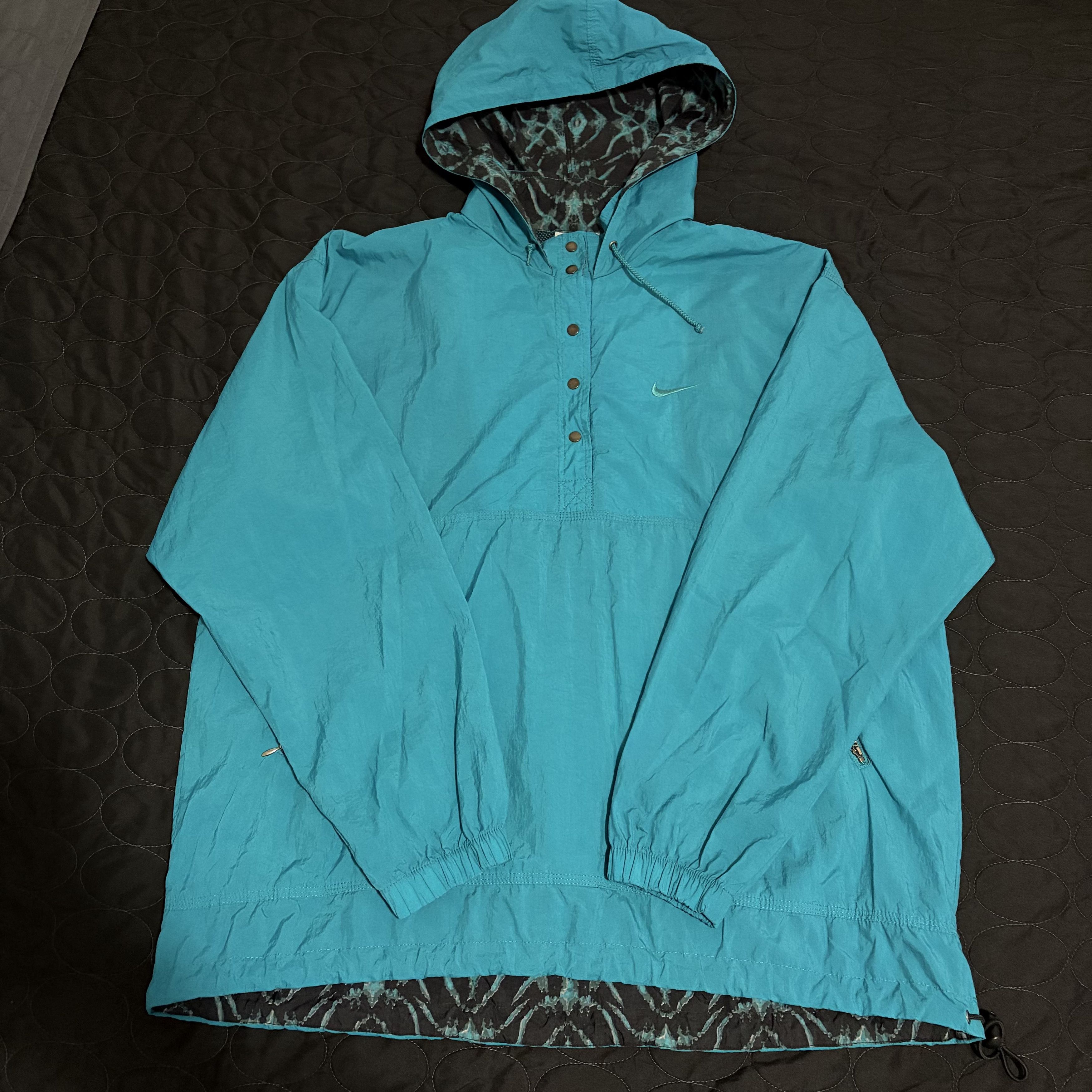 Nike VTG turquoise Y2K 90s Nike Anorak Windbreaker Large Size US L / EU 52-54 / 3 - 2 Thumbnail