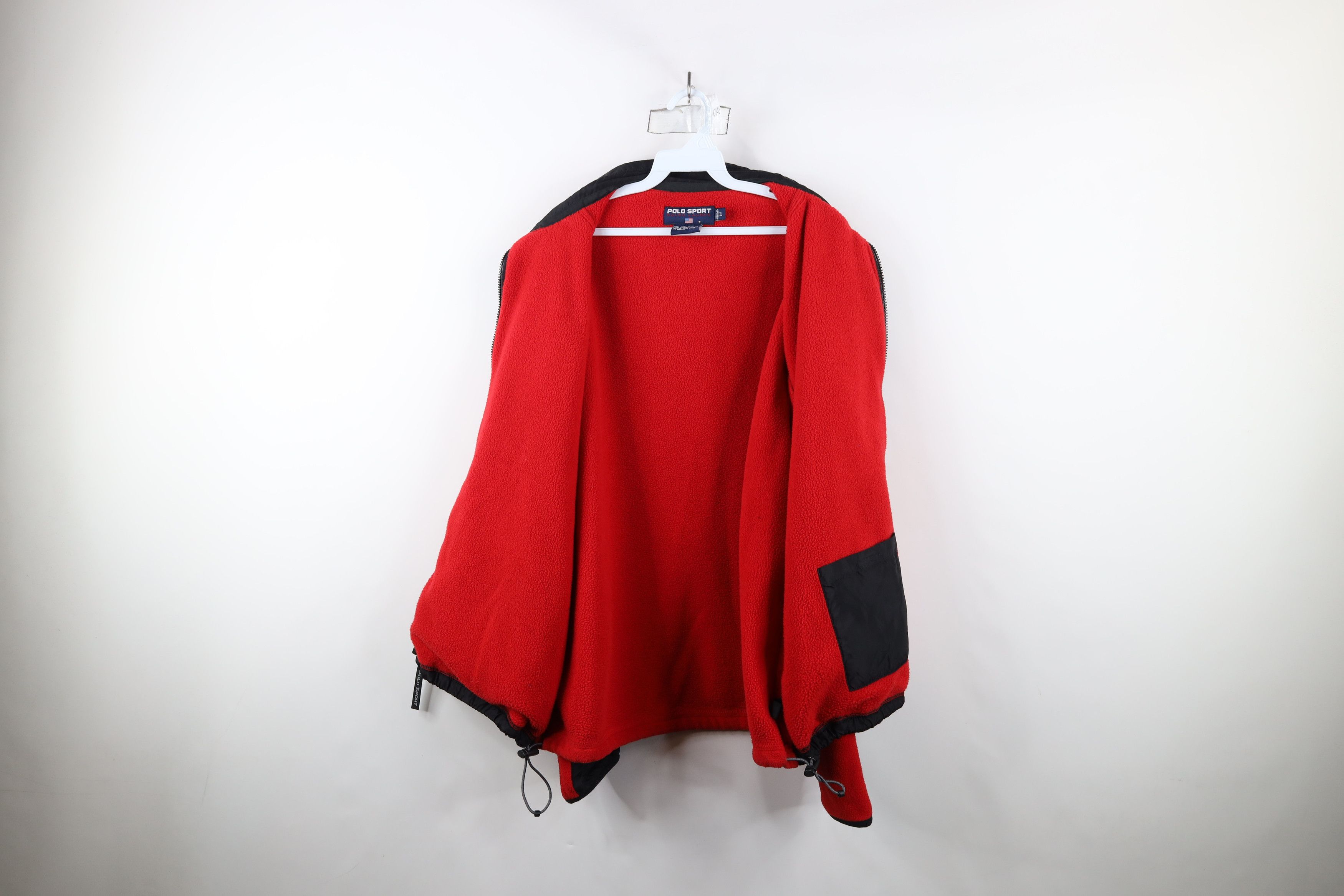 Vintage 90s Polo Sport Ralph Lauren Logo Fleece Jacket Red