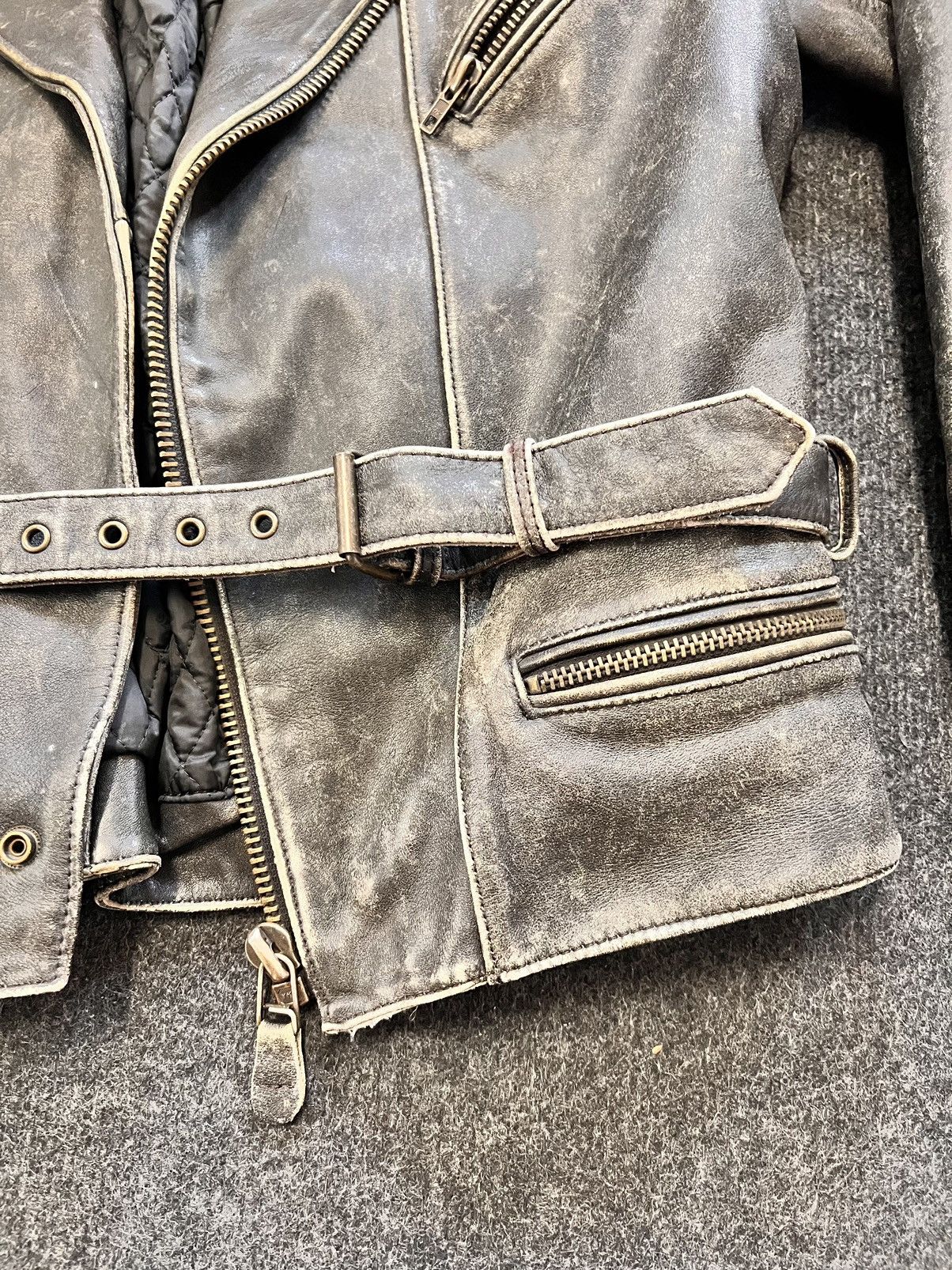 Japanese Brand Real Leather Faded black biker jacket archive avant garde Size US L / EU 52-54 / 3 - 5 Thumbnail
