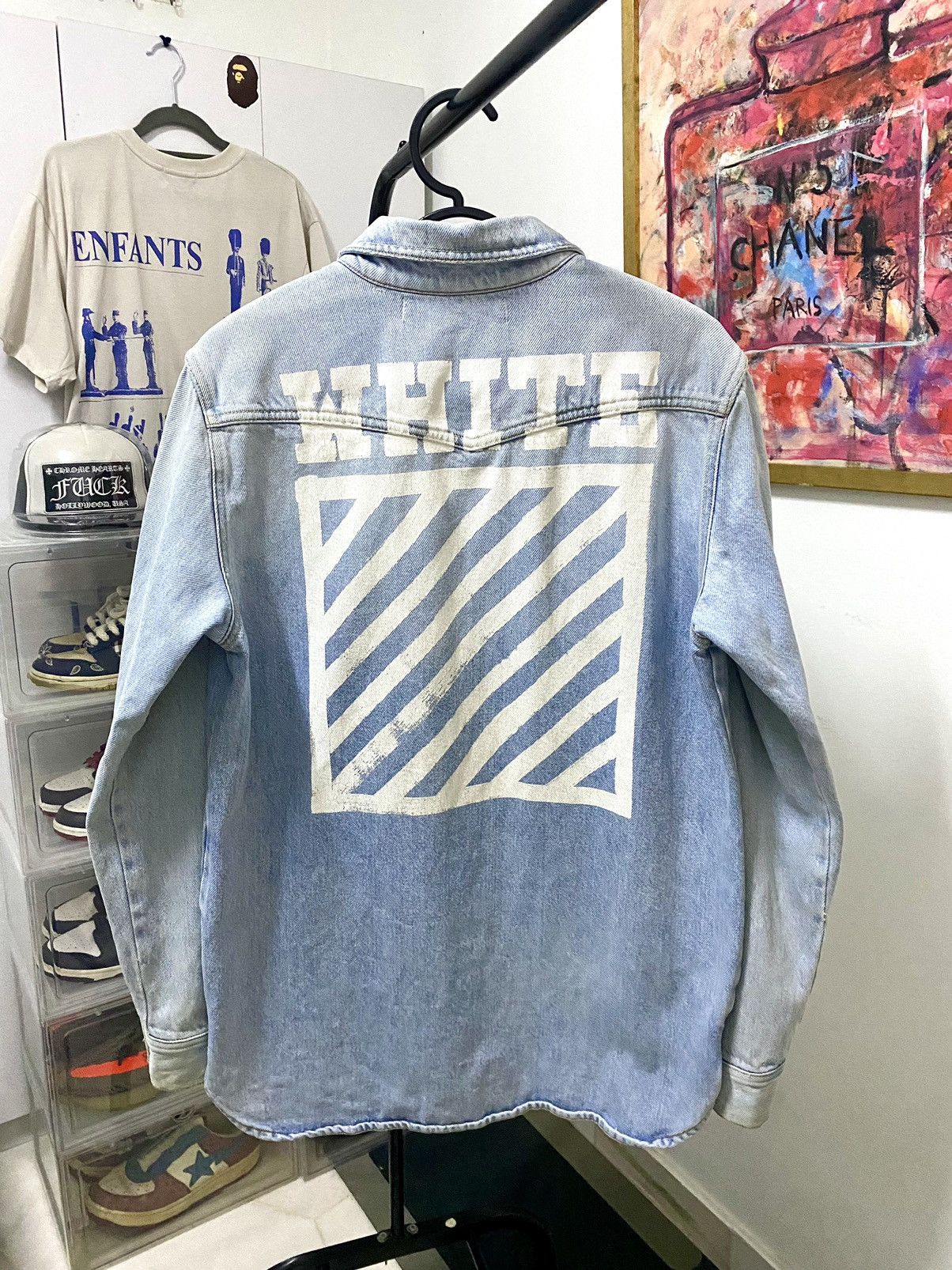 Off-White Off-White Diagonal Spray Denim trompe l'oeil Button up Size US S / EU 44-46 / 1 - 1 Thumbnail