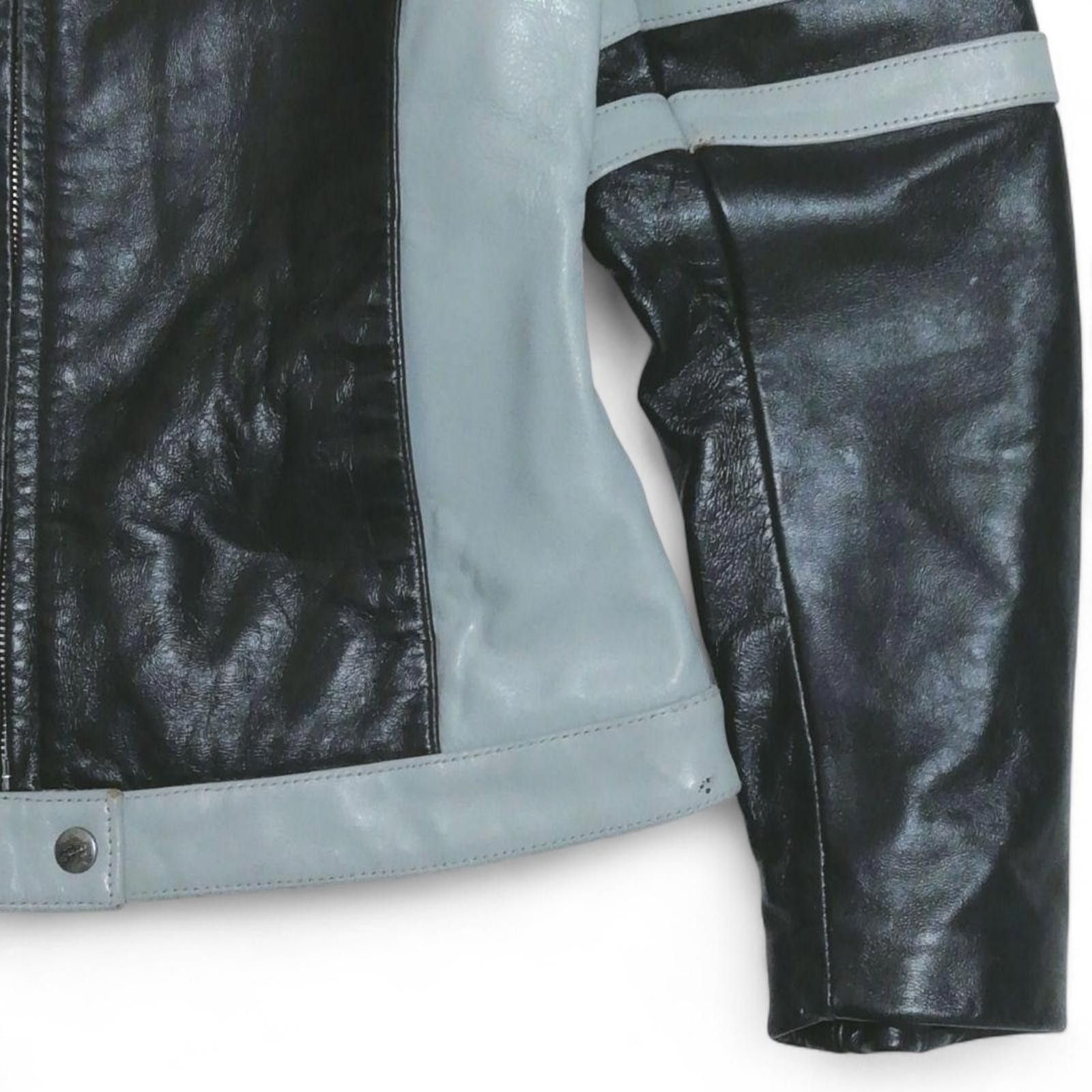 Avirex Avirex - Motorcycle Leather Jacket Black Light Blue Size ONE SIZE - 4 Thumbnail