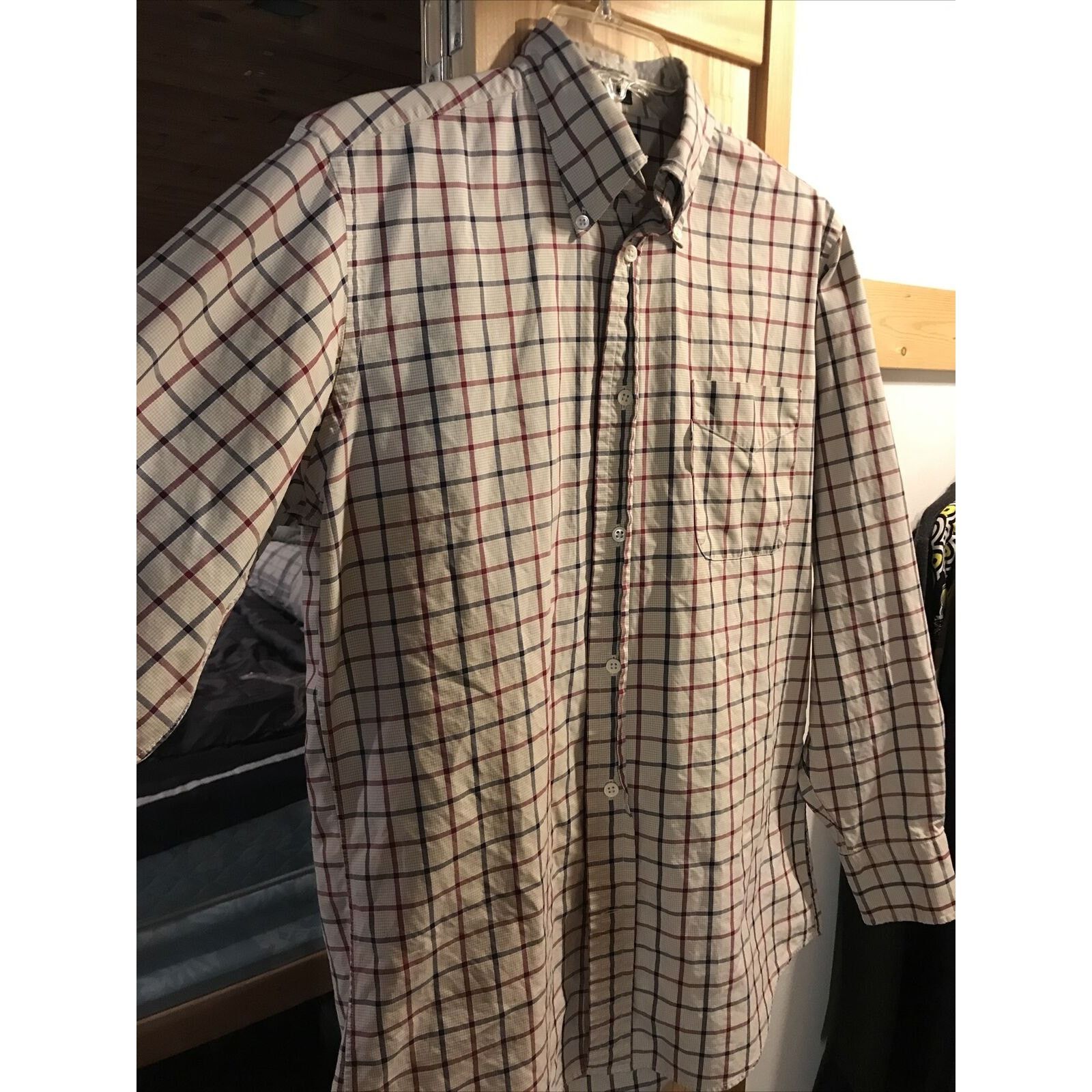 Faconnable Façonnable Men’s 14.5 Beige Red Blue Check LS Cotton Shirt Size US M / EU 48-50 / 2 - 4 Thumbnail