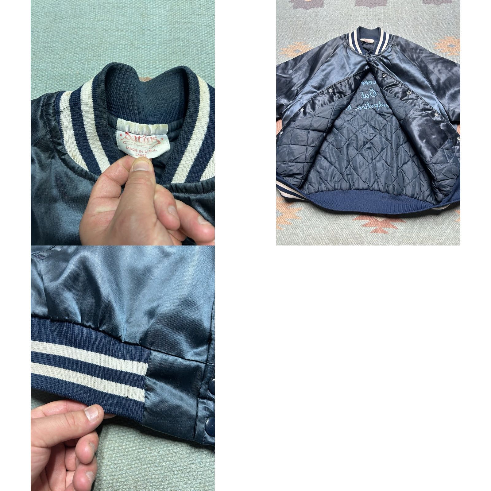 Vintage VINTAGE 80s satin bomber jacket Hutch’s Kerrie Montpelier Ohio restaurant L Jacket Size US L / EU 52-54 / 3 - 9 Thumbnail