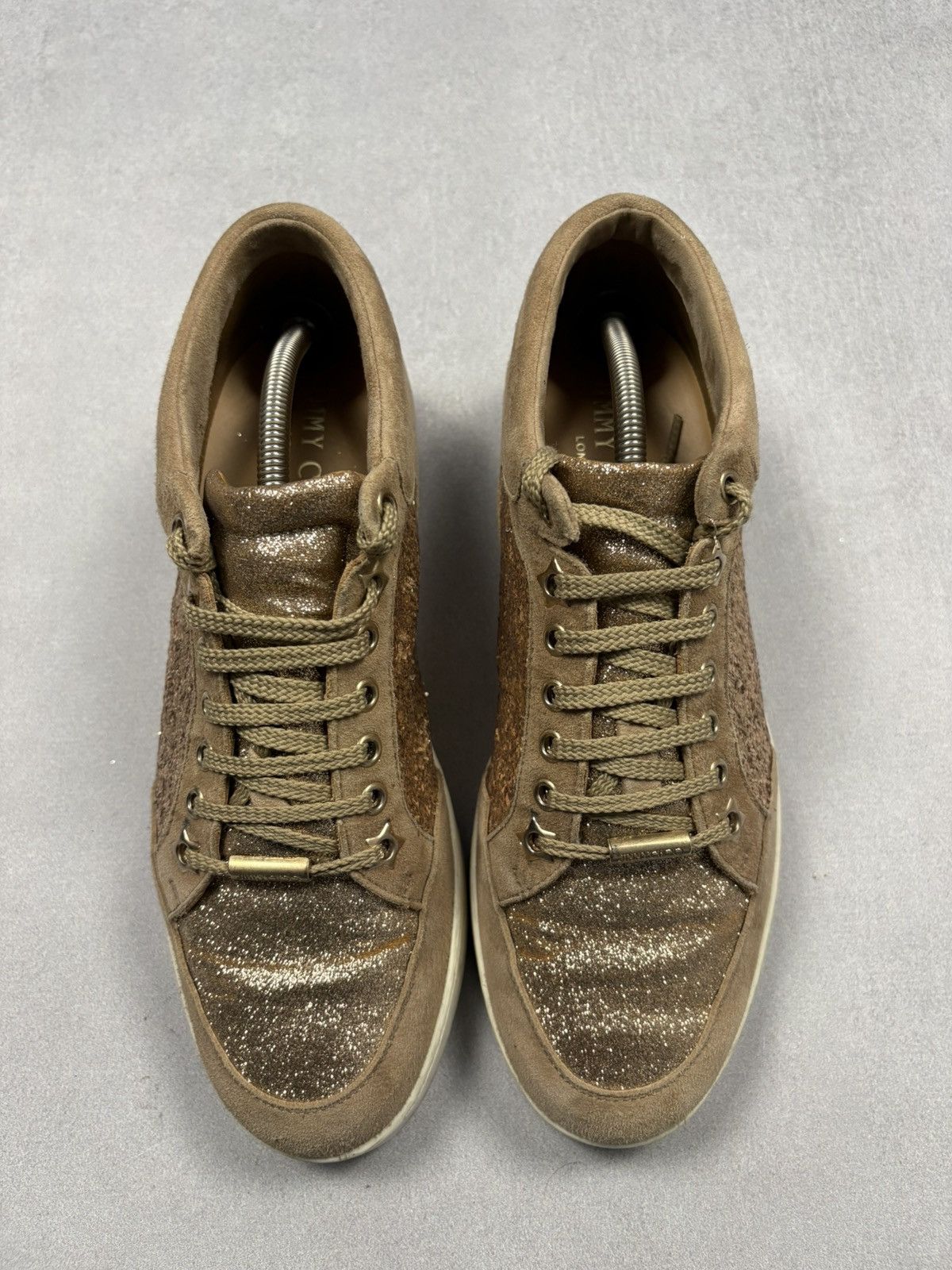 Jimmy Choo Jimmy Choo London Brown Glitter Suede Low Top Sneakers 38 Size US 8 / IT 38 - 3 Thumbnail
