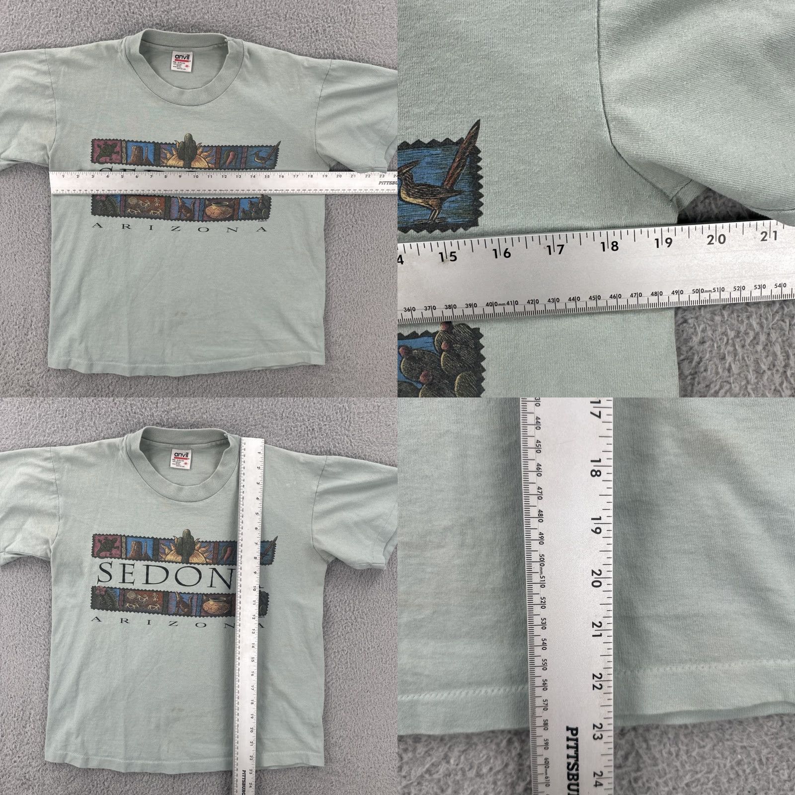 Anvil VINTAGE Anvil Shirt Mens M Green Single Stitch USA 90s Crew Neck Short Sleeve Size US M / EU 48-50 / 2 - 9 Thumbnail