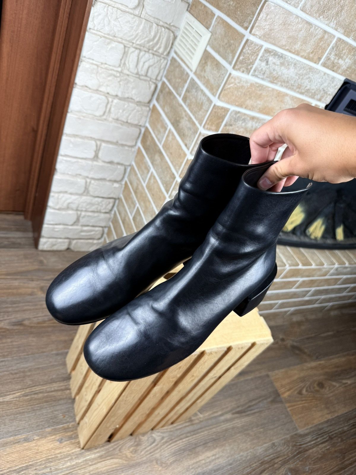 Marsell Marsell Black Leather Basata Ankle Back Zip Boots Size Size US 10 / IT 40 - 5 Thumbnail