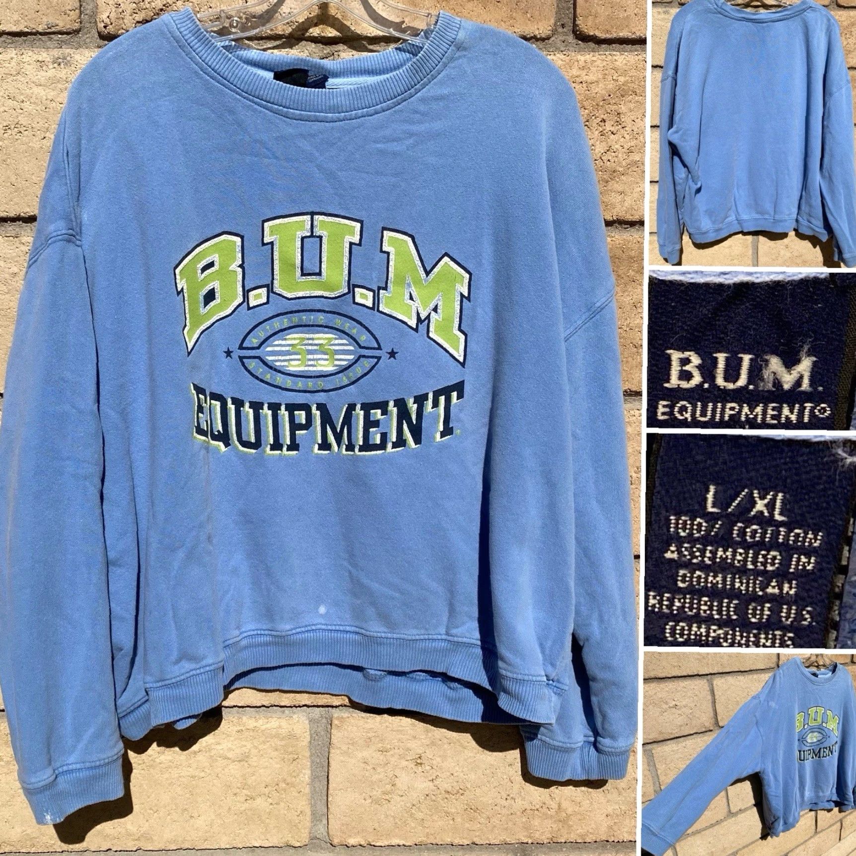Equipment VINTAGE BUM Equipment Sweatshirt L XL Periwinkle Blue 90s Crewneck Distressed Graphic Print Men Size US L / EU 52-54 / 3 - 2 Thumbnail