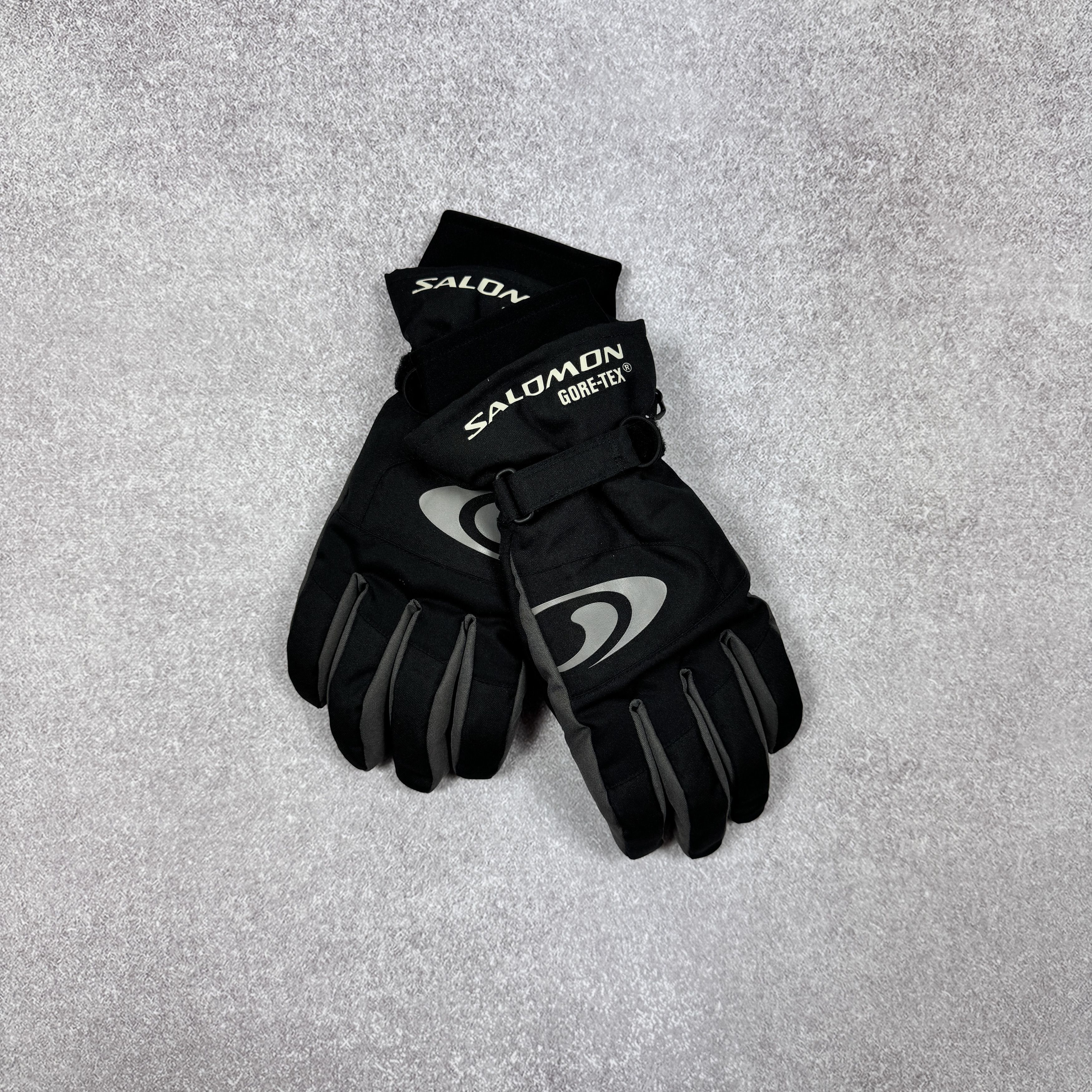 NEW SALOMON GORE-TEX NYLON BLACK GRAY GLOVES SIZE M