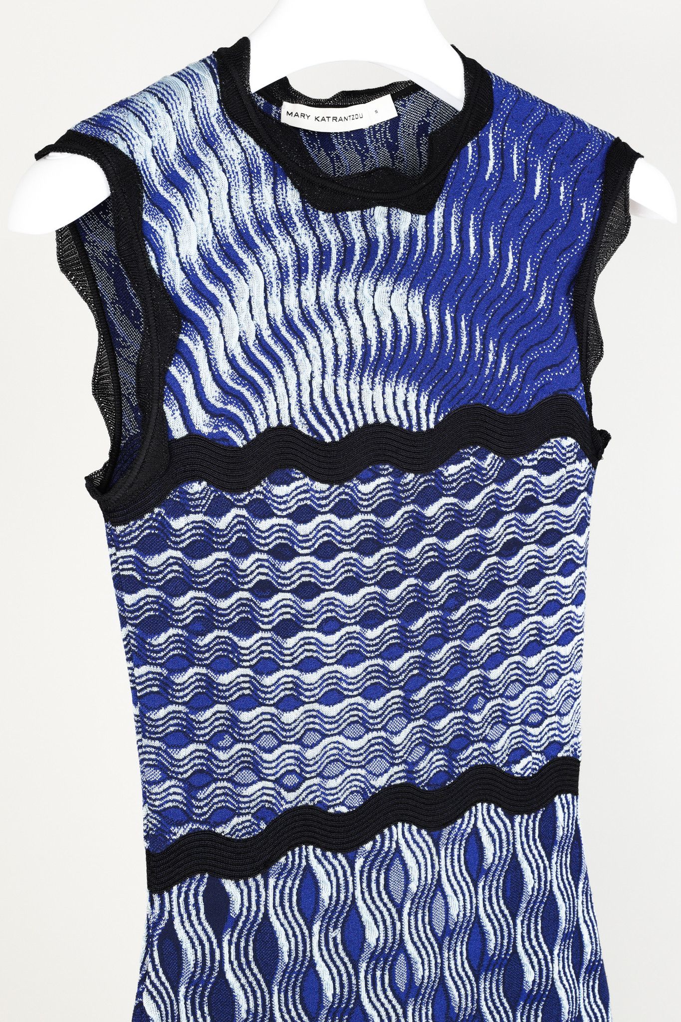 Mary Katrantzou Mary Katrantzou Swisher Blue Wavy Print Knit Dress Size S / US 4 / IT 40 - 3 Thumbnail