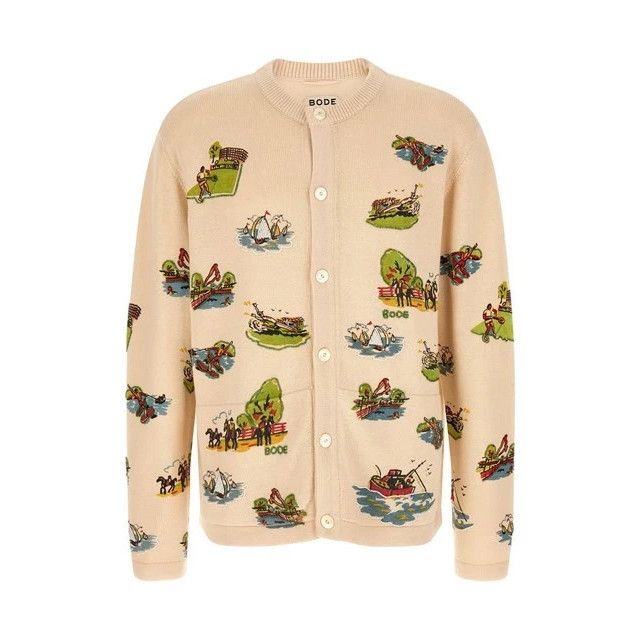 Bode BODE Beige Beaded Camp Cardigan New & Authentic (Men's size: Size US M / EU 48-50 / 2 - 1 Thumbnail