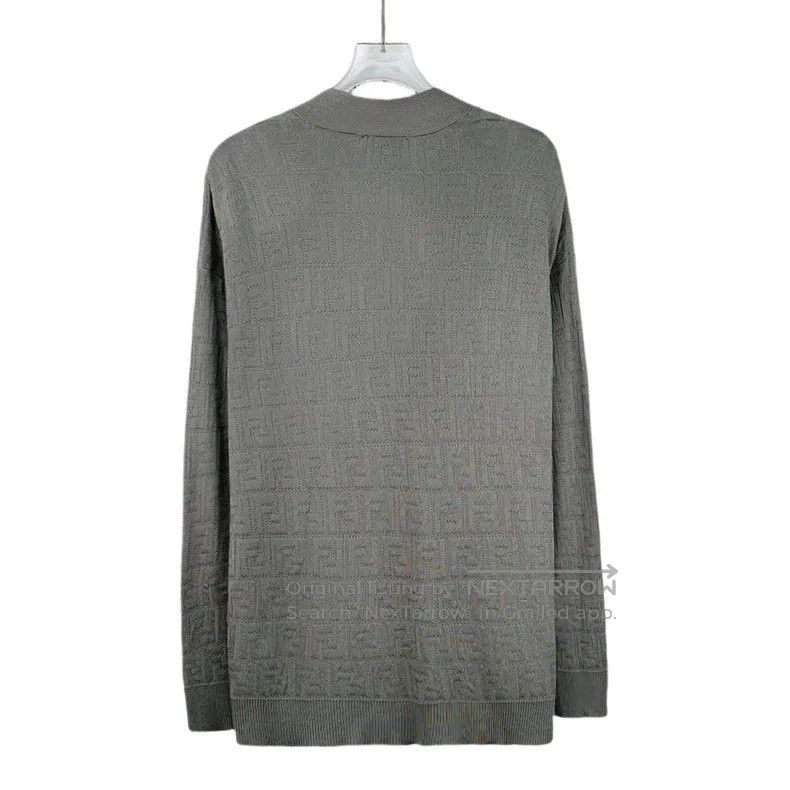 Fendi Fendi Gray logo jacquard full print cotton V-neck long sle Size XS / US 0-2 / IT 36-38 - 2 Thumbnail