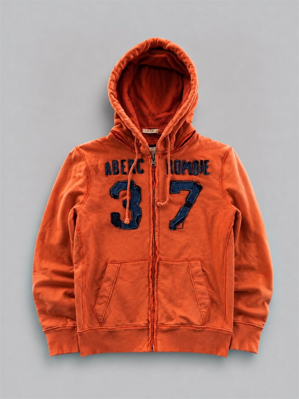 Abercrombie & Fitch Abercrombie 37 Distressed Vintage Orange Zip Jacket Hoodie Size US XL / EU 56 / 4 - 1 Thumbnail