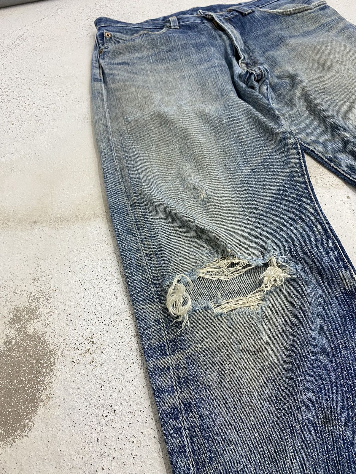 Levi's Levis 505 Japan Market J03 Button Distress Denim Washed Size US 30 / EU 46 - 4 Thumbnail