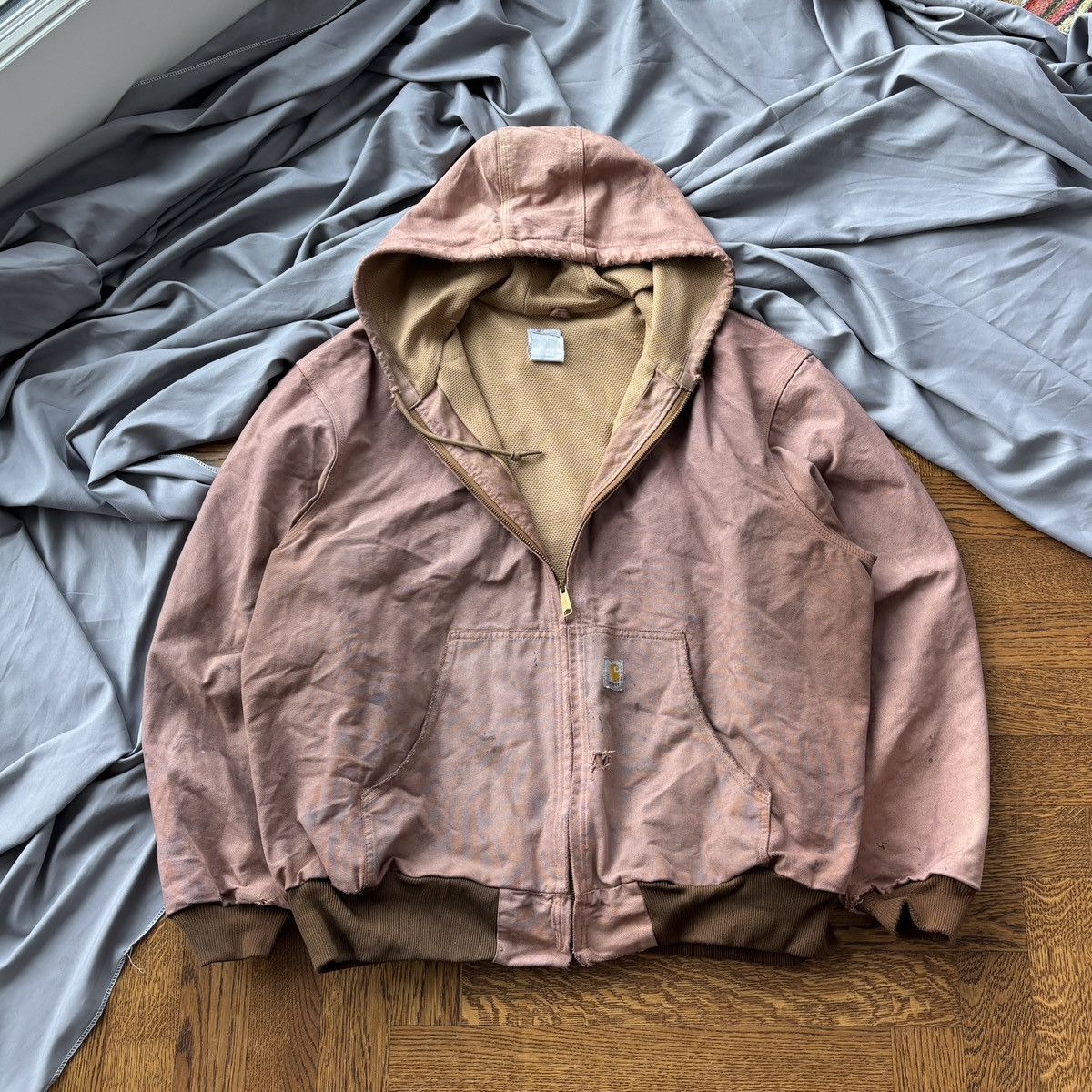 Carhartt × Vintage Vintage Carhartt Hooded Detroit Jacket Rust Clay Thermal 90s Size US XL / EU 56 / 4 - 8 Thumbnail