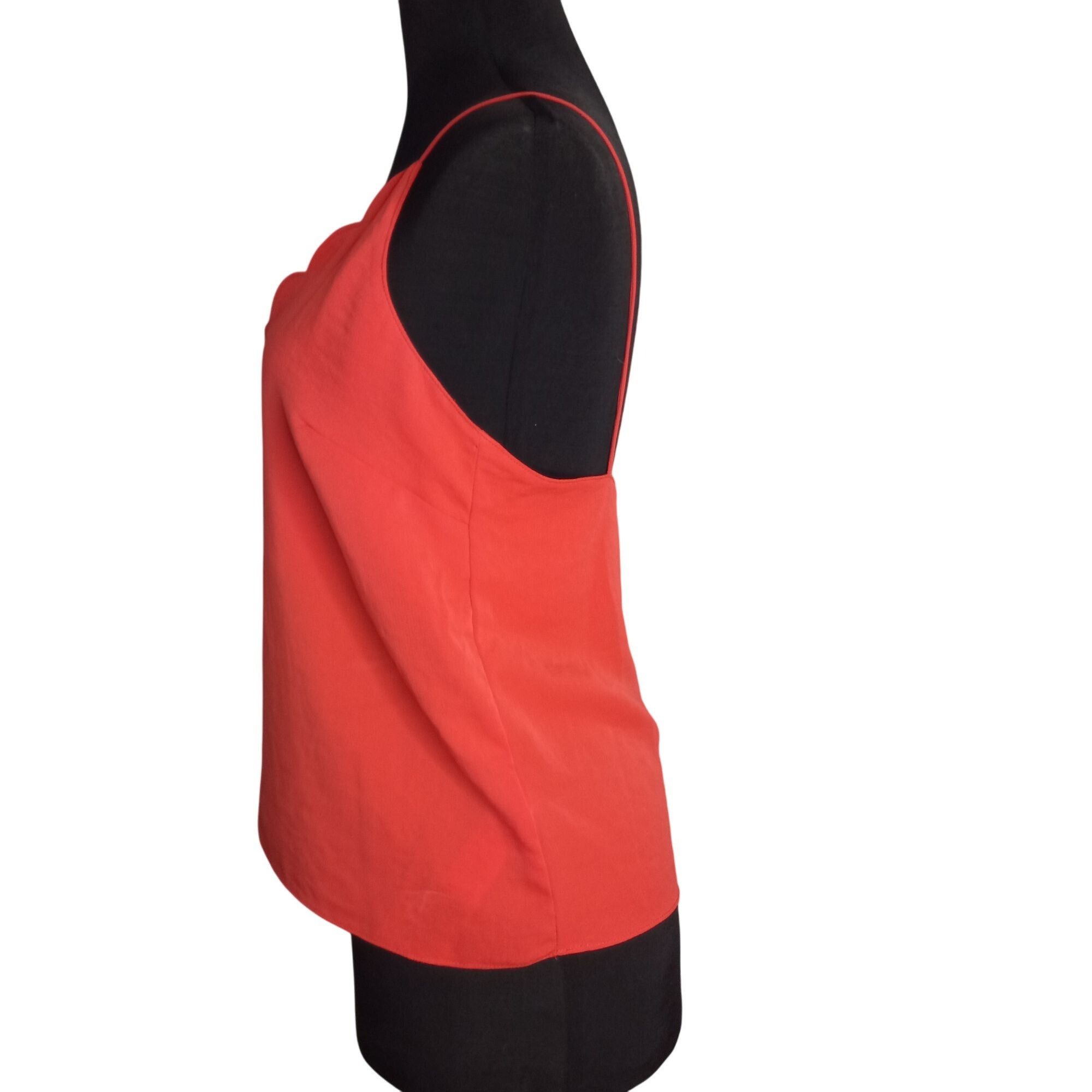 Topshop Topshop UK 8 US 4 EUR 36 Camisole Top Red Scallop V Neck Sle Size S / US 4 / IT 40 - 2 Thumbnail
