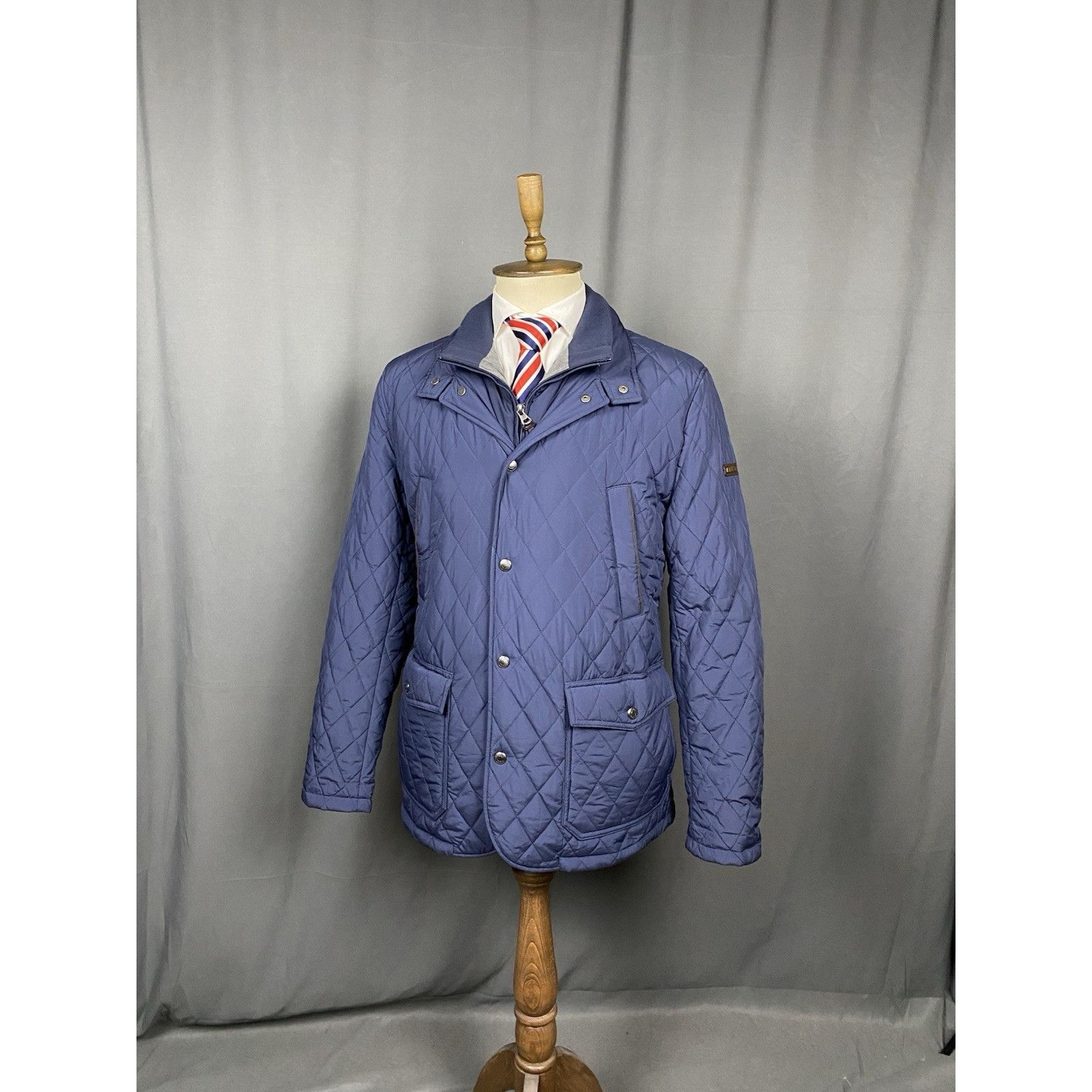 Hackett Hackett London Men's Blue Quilted Lined Insulated Waterproof Size US XL / EU 56 / 4 - 2 Thumbnail