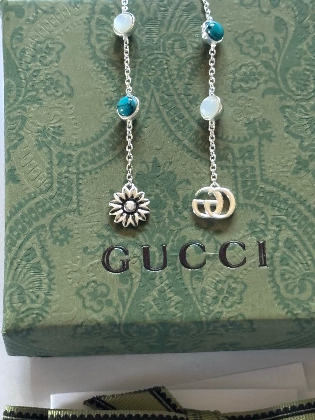 Gucci Gucci Interlocking G Flower Pearl Drop Earrings Women Silver Size ONE SIZE - 3 Thumbnail
