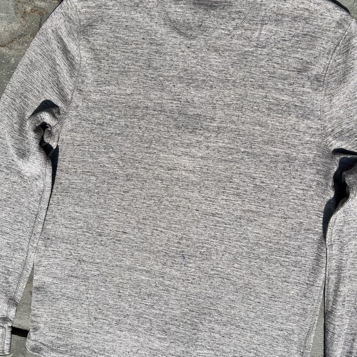 American Eagle Outfitters Grey Heather Waffle Knit Thermal Henley Size US L / EU 52-54 / 3 - 5 Thumbnail