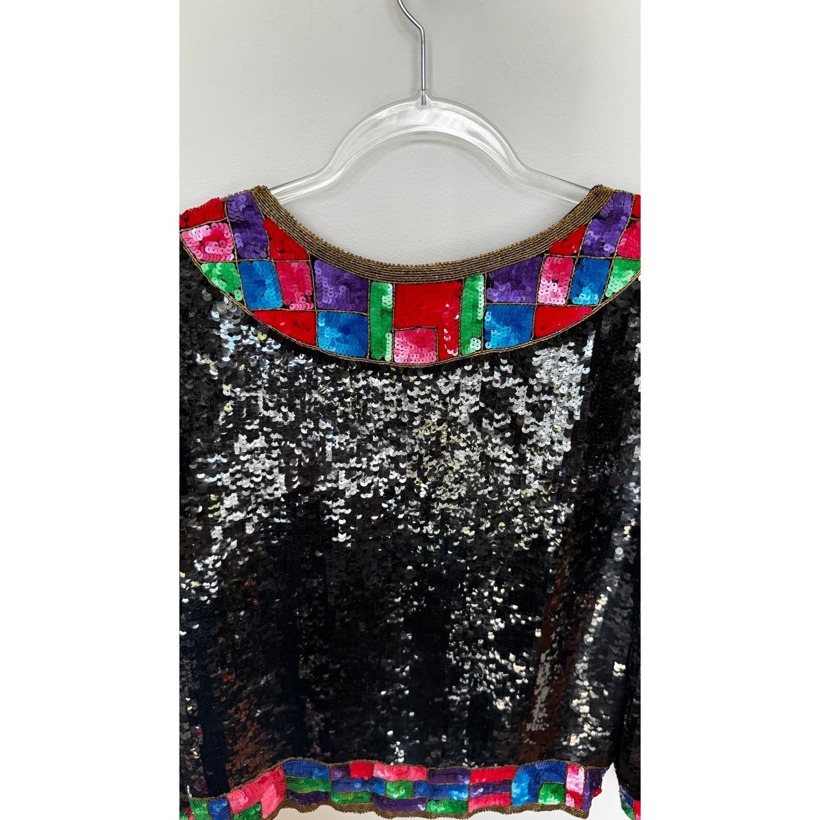 Vintage 1980s Pinky Creations Silk Sequin Jacket Black Medium Size M / US 6-8 / IT 42-44 - 13 Thumbnail