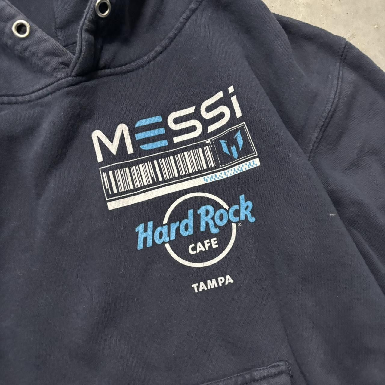 Hard Rock Cafe × Vintage Crazy Vintage Y2K/2000s Navy Blue Messi Hard Rock Cafe Tampa Soccer Hoodie! Size US S / EU 44-46 / 1 - 4 Thumbnail