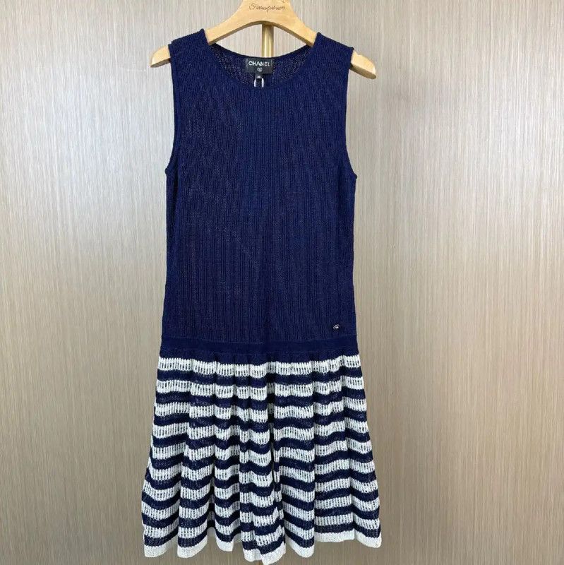 Chanel Knit Dress with Striped Skirt 0089