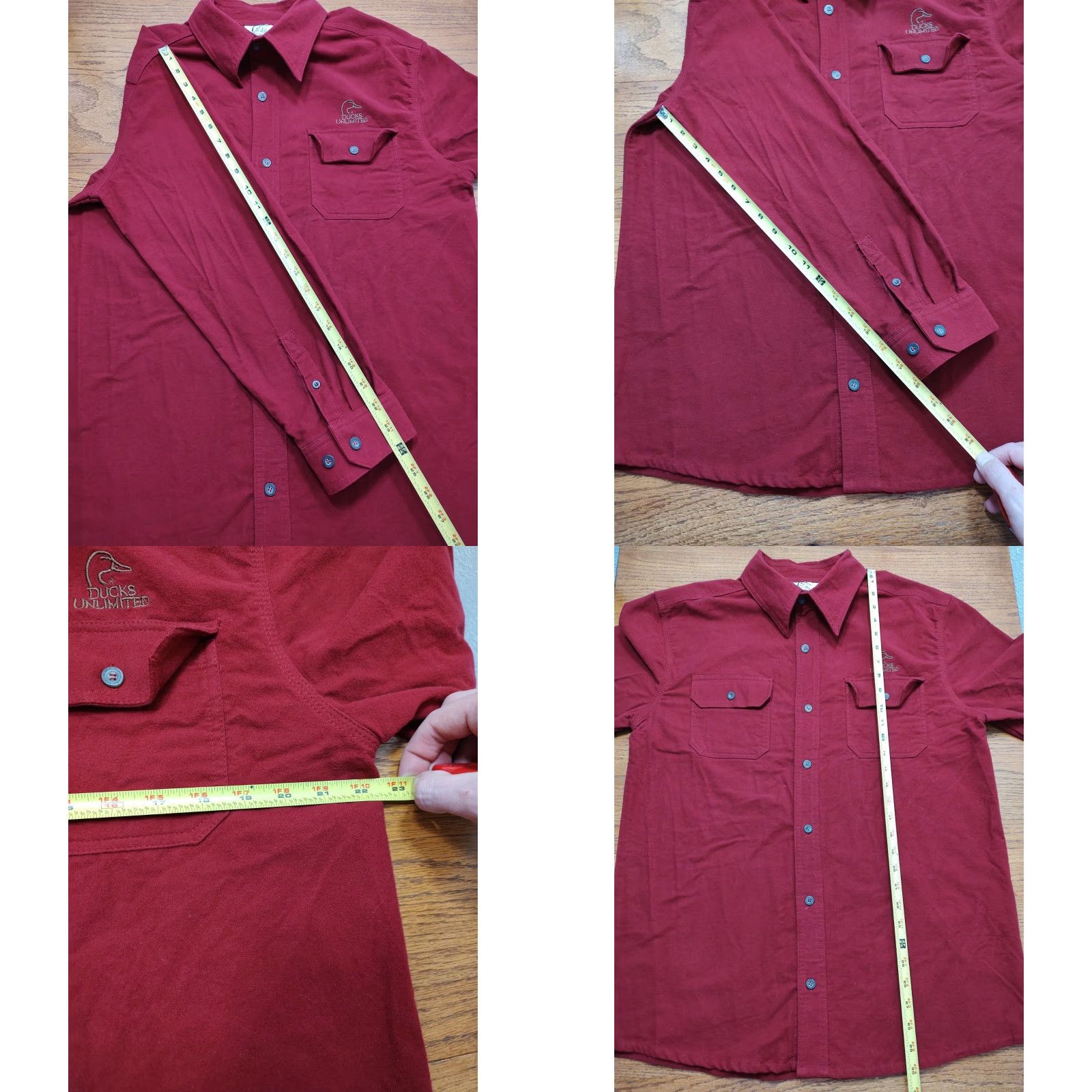 Vintage Ducks Unlimited Shirt Mens Large Red Chamois Flannel Long Sleeve Button-Up Embroidered Pocket Outdoor Nature Ducks Hunting Size US L / EU 52-54 / 3 - 8 Thumbnail