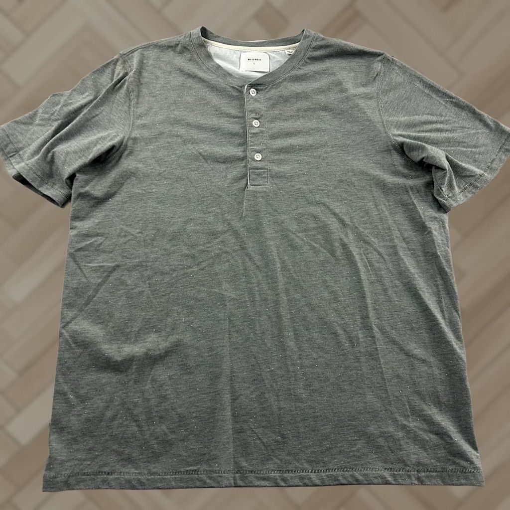 Billy Reid Billy Reid Short Sleeve Button-Up Henley Shirt Men's L Gray Size US L / EU 52-54 / 3 - 1 Thumbnail