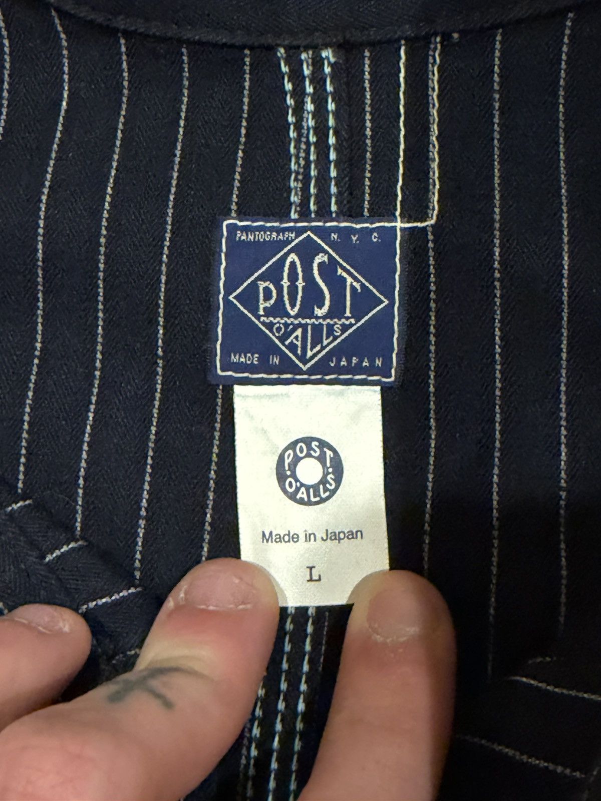 Post Overalls Post O’Alls 1102-IS engineer jacket navy pin stripe Size US L / EU 52-54 / 3 - 4 Thumbnail