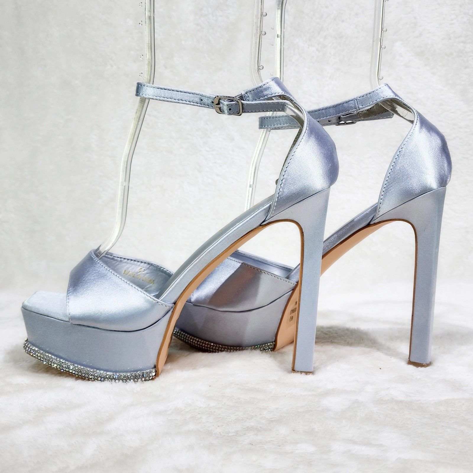 Other Helen Silver Satin Party Evening Platform High Heel Shoes Size US 9 / IT 39 - 1 Thumbnail