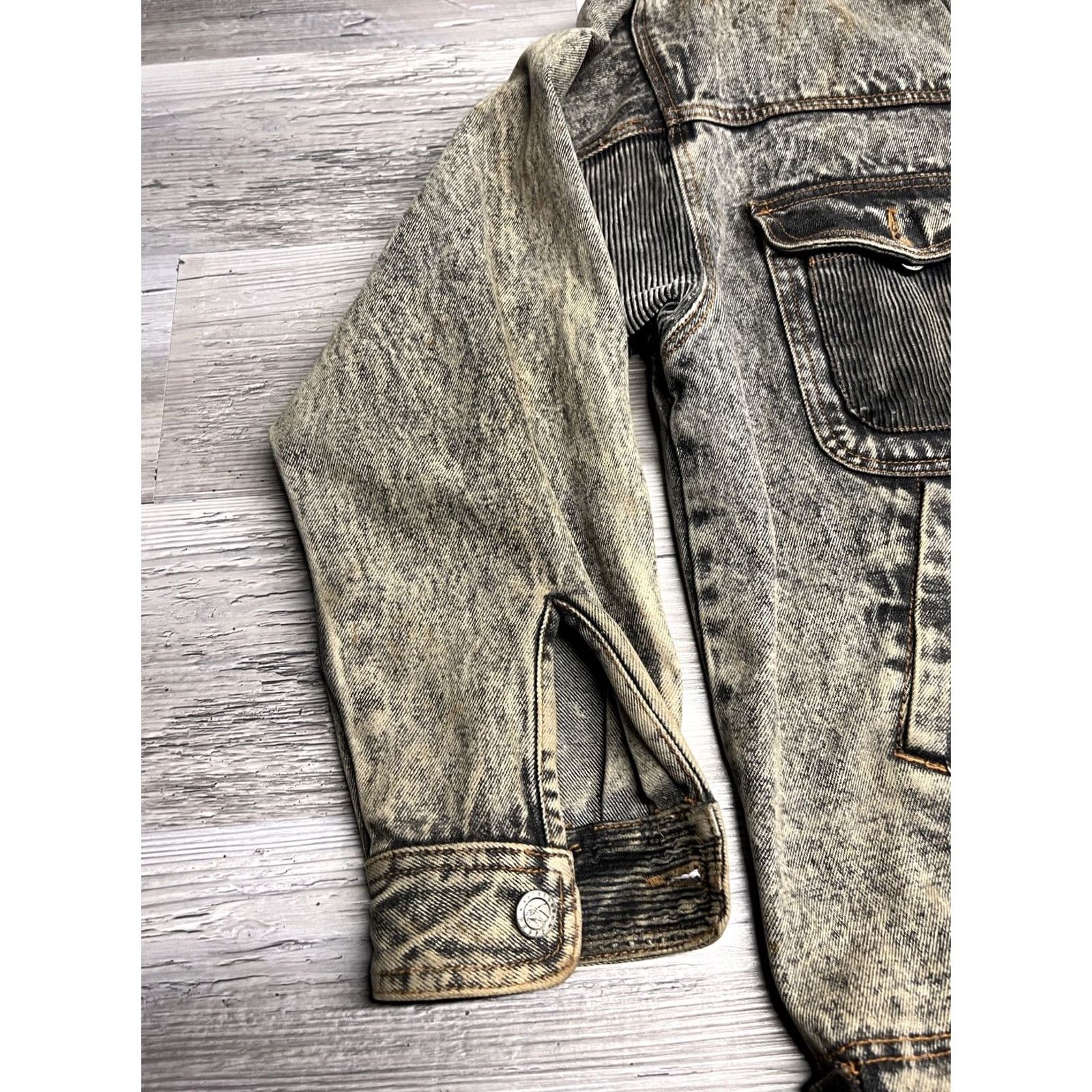 Denime Whipp Denim Jacket Shirt Mens Acid Wash Trucker Corduroy Patches M Vintage Style Bomber Jacket Short Length Cotton Lining Solid Pattern Casual Travel Size US M / EU 48-50 / 2 - 3 Thumbnail