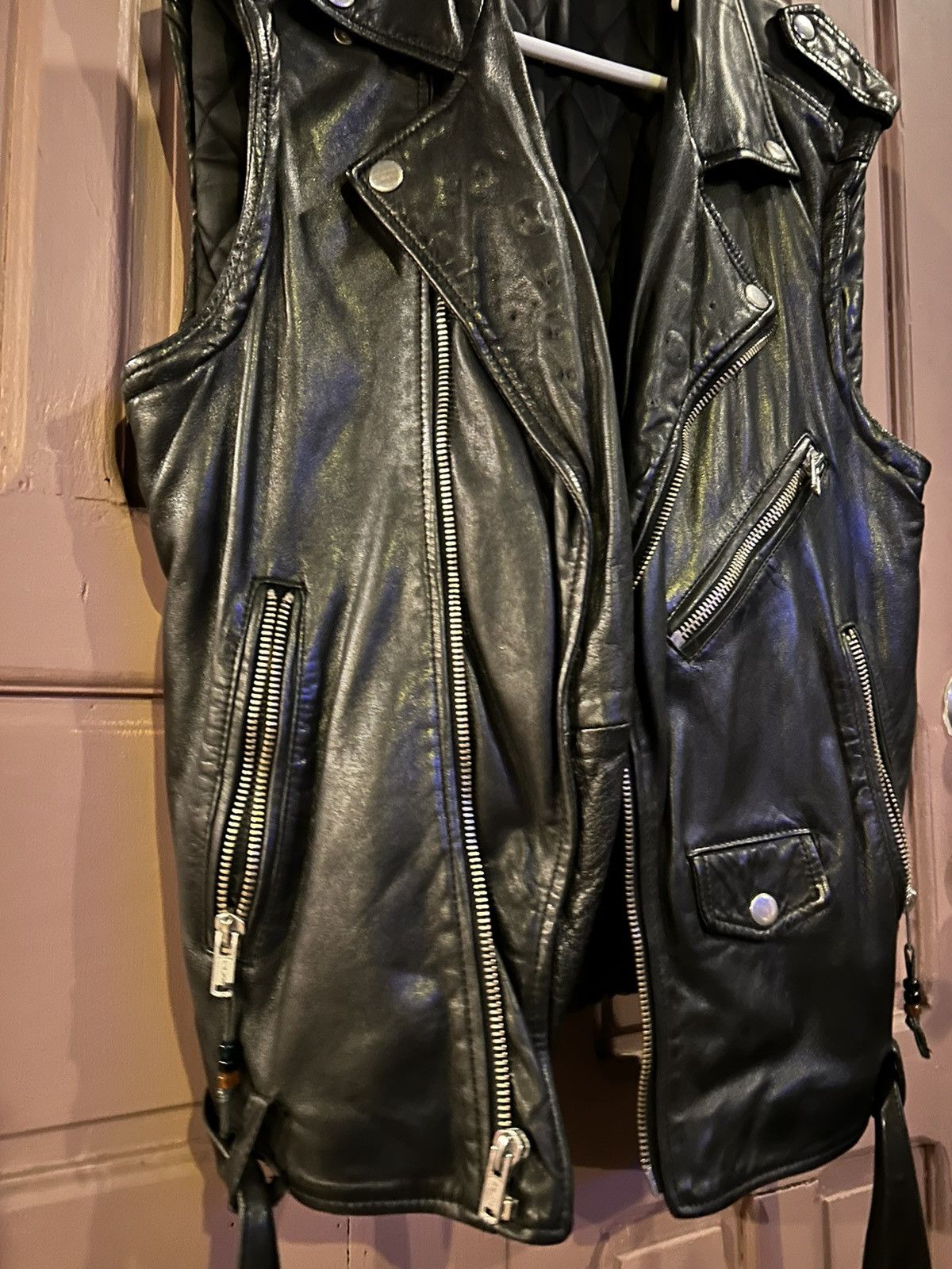 Blk Dnm Blk leather vest Size 38L - 1 Thumbnail