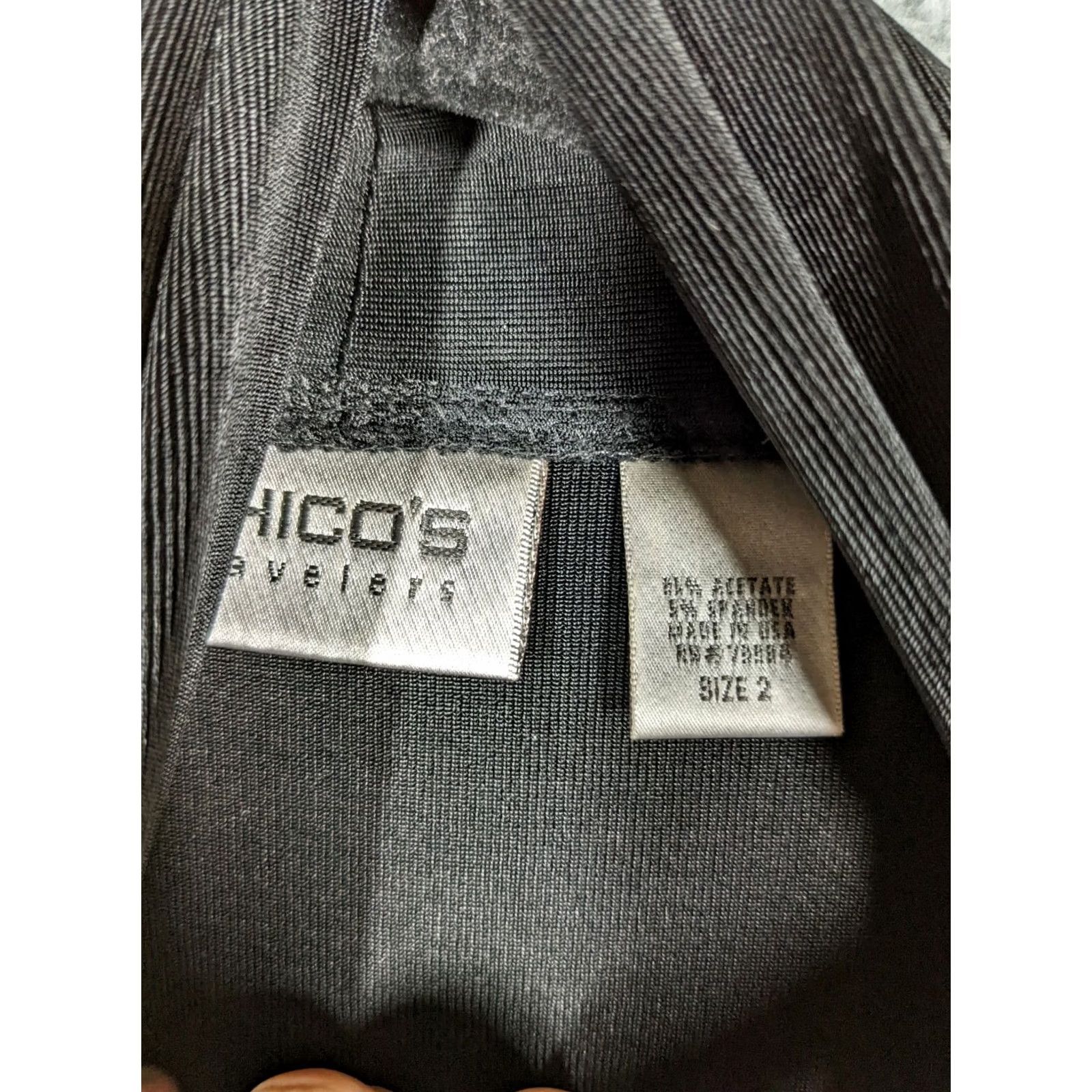 Vintage Chico's Women's Sweater Cardigan Open Front Long Sleeve Black Size 2 Knit Acetate Spandex V-Neck Casual All Seasons Regular Fit Size XS / US 0-2 / IT 36-38 - 5 Thumbnail