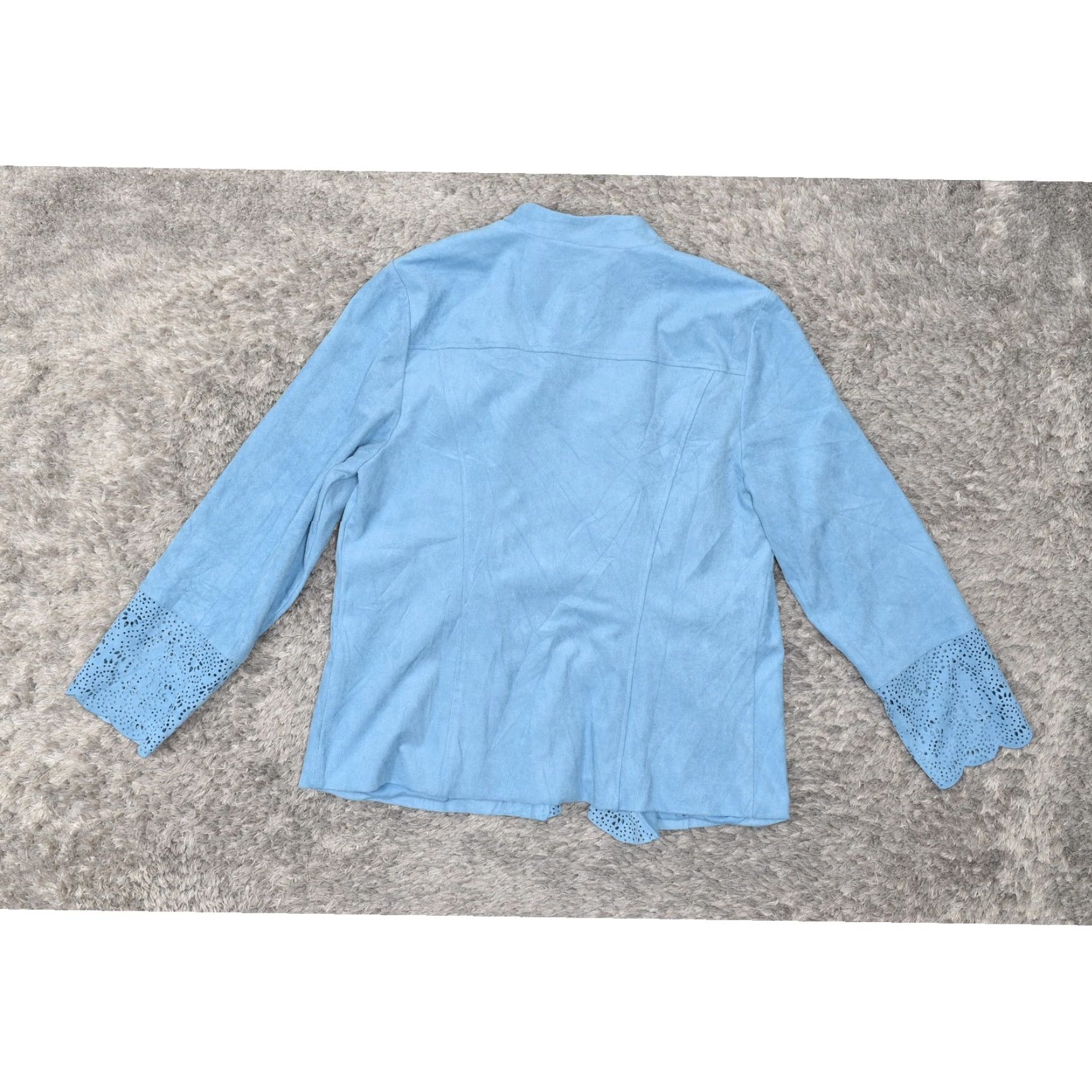 Vintage Chico's Blue Polyester Faux Suede Open Blazer Blazer Size 2 Regular Long Sleeve Pockets Solid Womens Size XS / US 0-2 / IT 36-38 - 3 Thumbnail