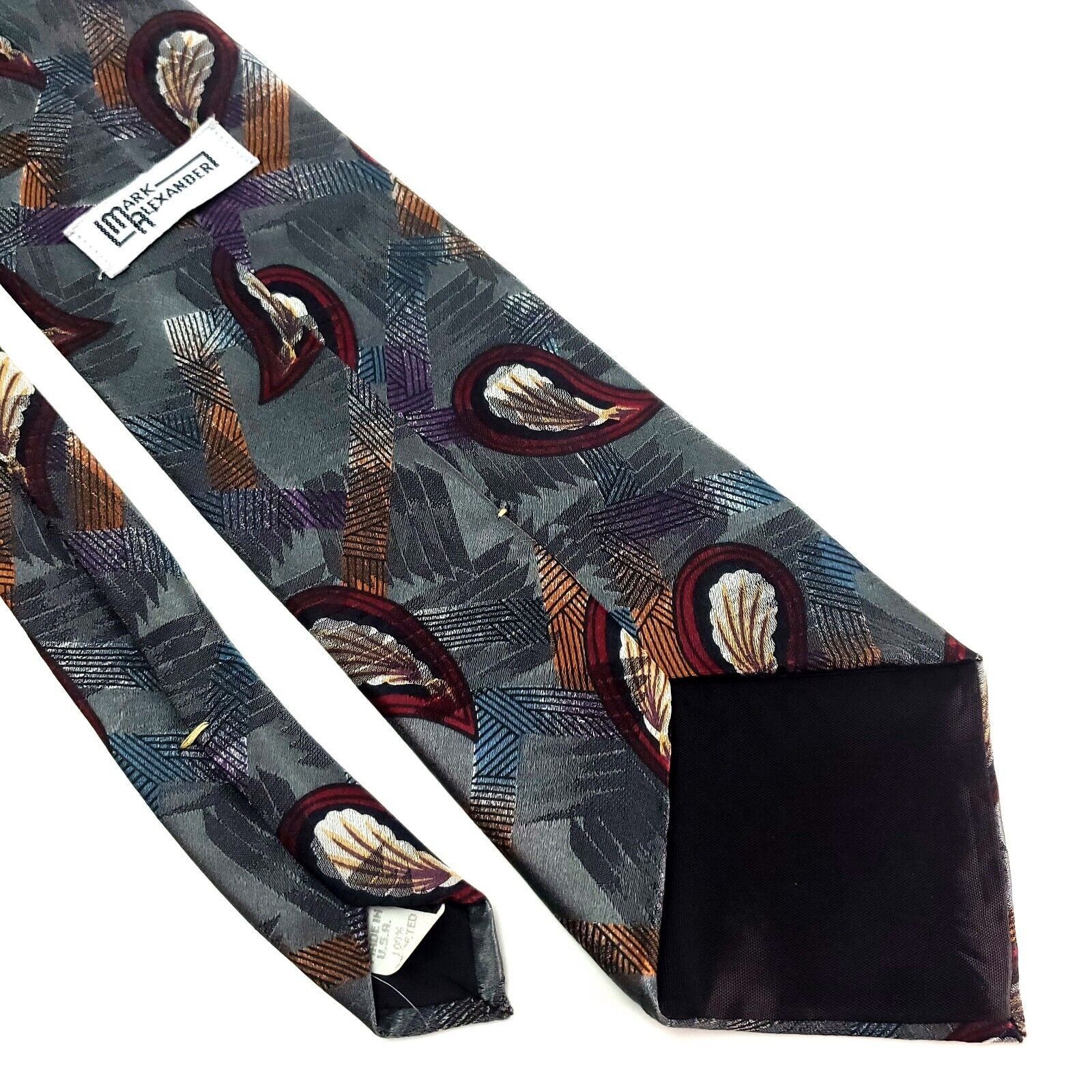 Designer Mark Alexander Textured Silk Tie Green Floral Short Wide Size ONE SIZE - 5 Thumbnail