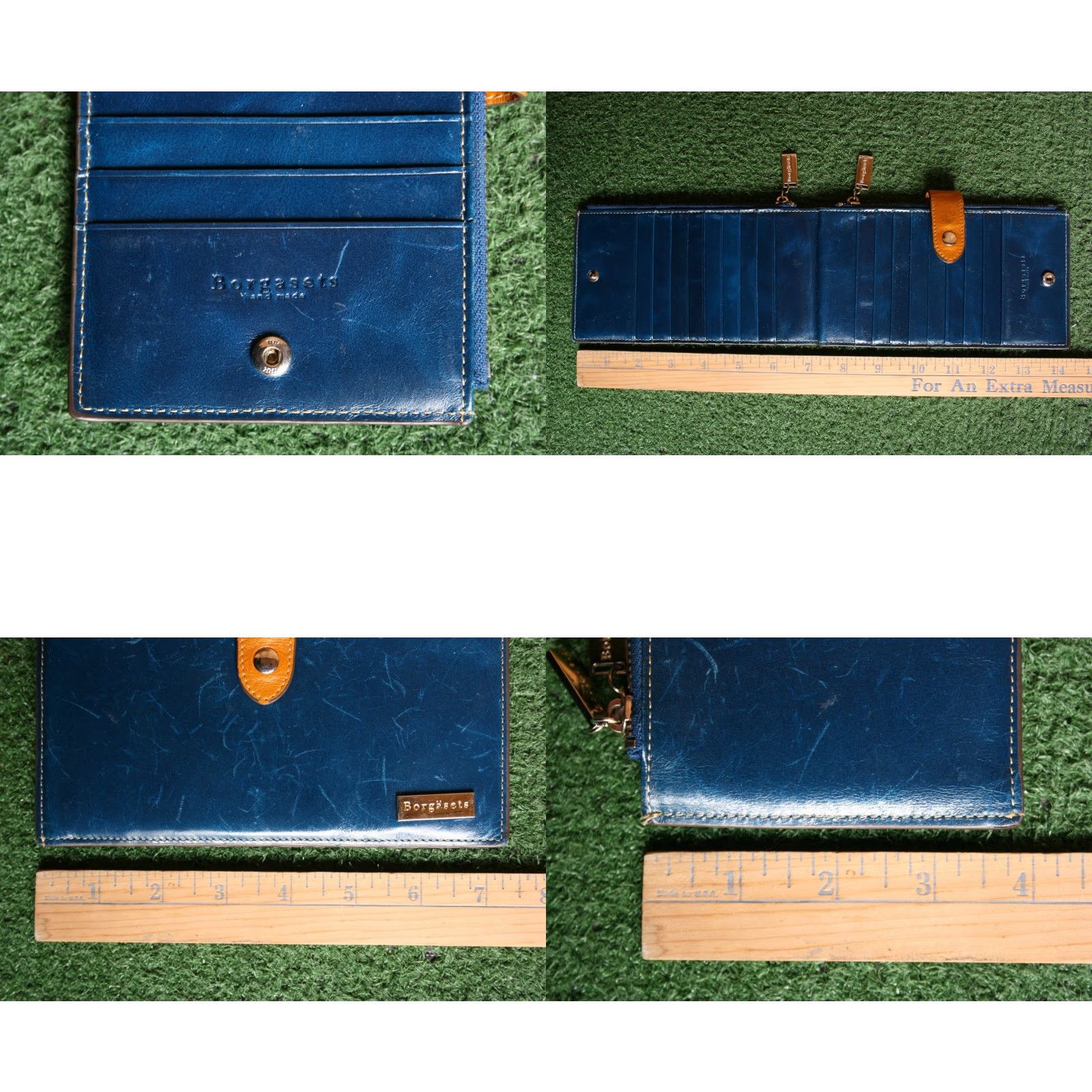 Doublet BORGASETS Blue Leather Double Zipper Compartment 18 Slot Credit Card Holder Wallet Pouch Bag Women Size ONE SIZE - 8 Thumbnail